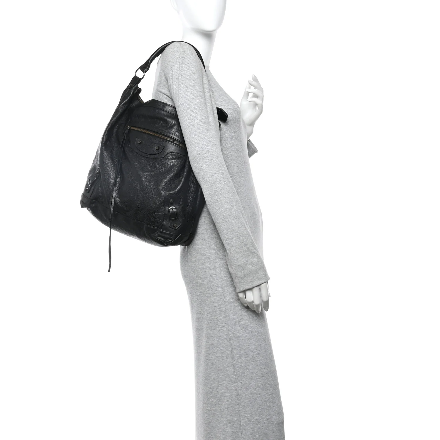 Agneau Classic Hardware Day Hobo Black