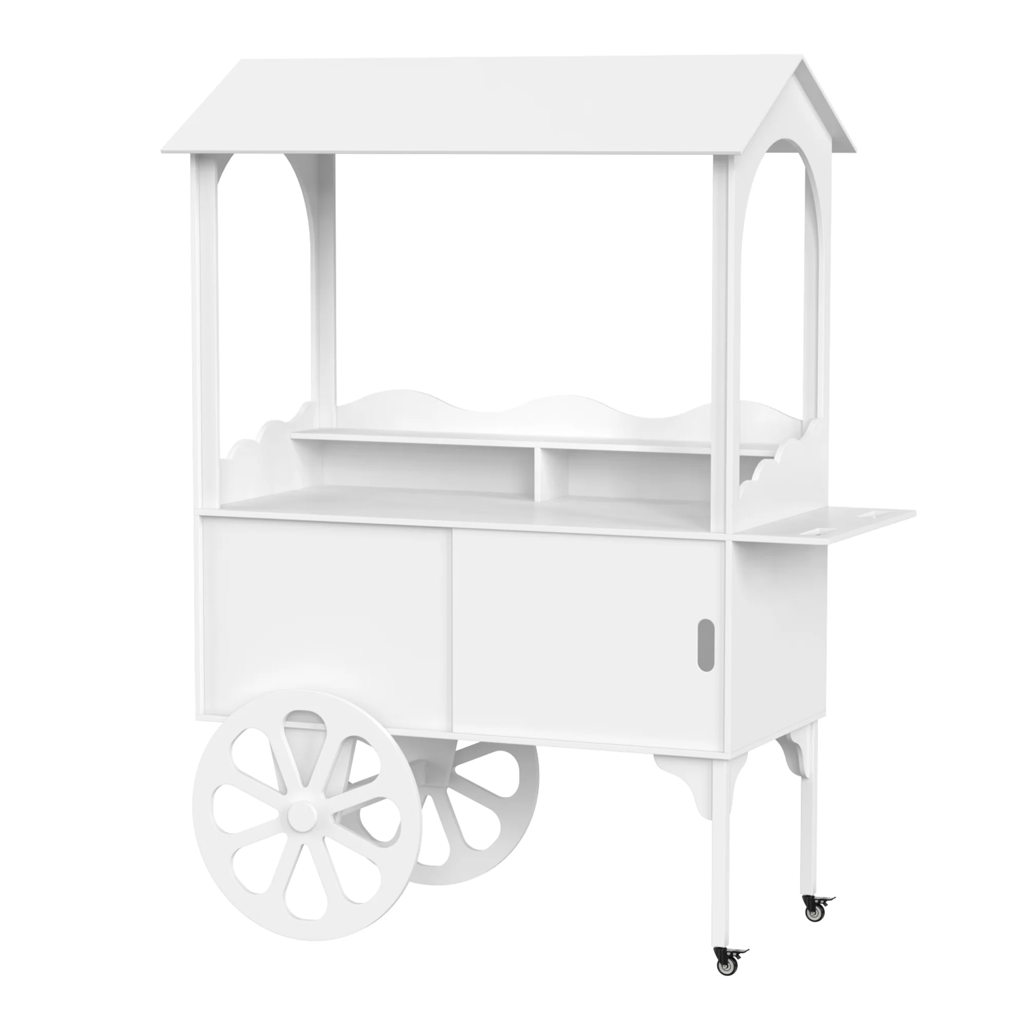 Candy Cart with Wheels for Party,Wood Dessert Cart with Storage Cabinet - Image 6