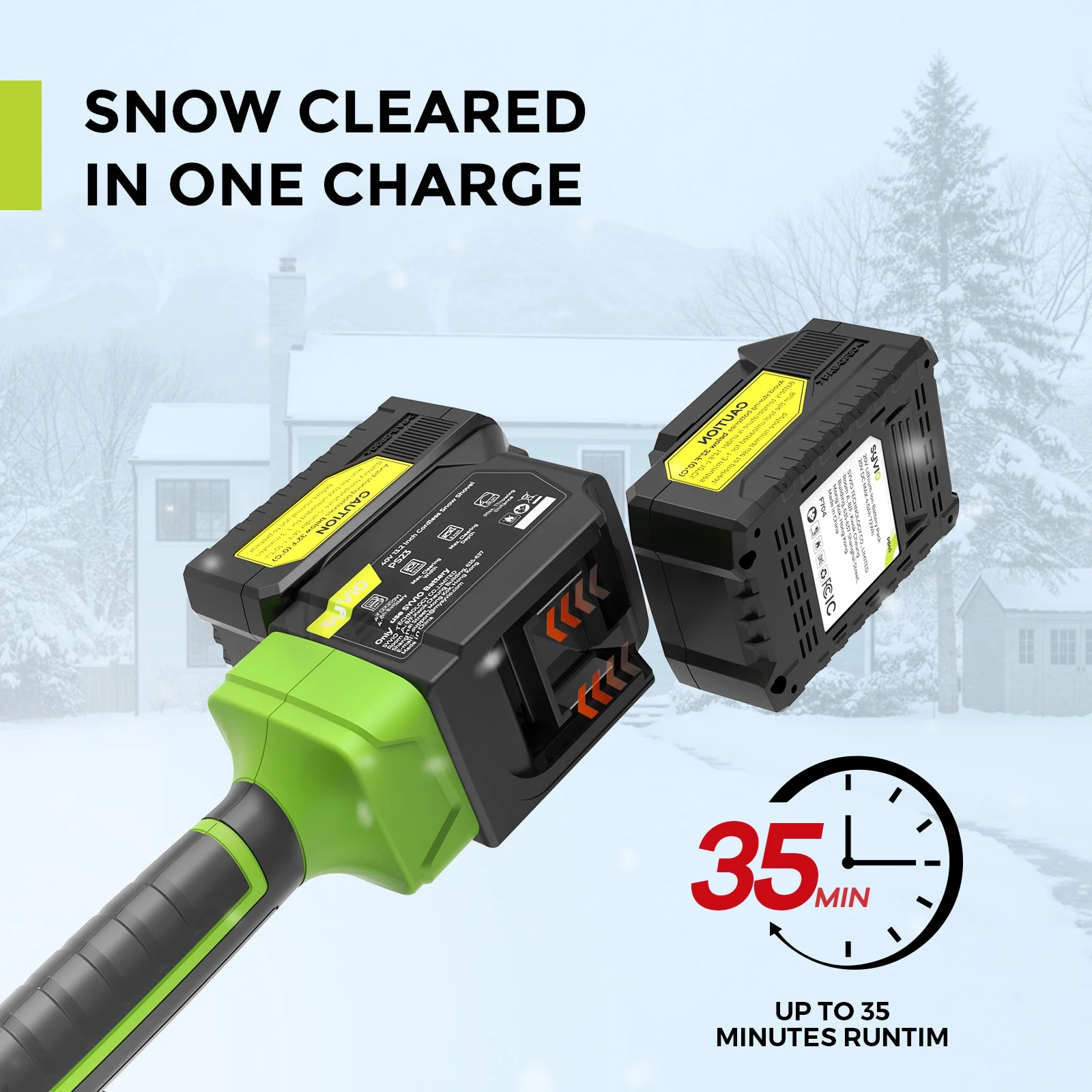 Cordless Snow Shovel, 24V | 12-Inch | 4-Ah Cordless Snow Blower, Battery Snow Blower with Directional Plate Adjustable Front Handle (4-Ah Battery Quick Charger Included)(12") - Image 10