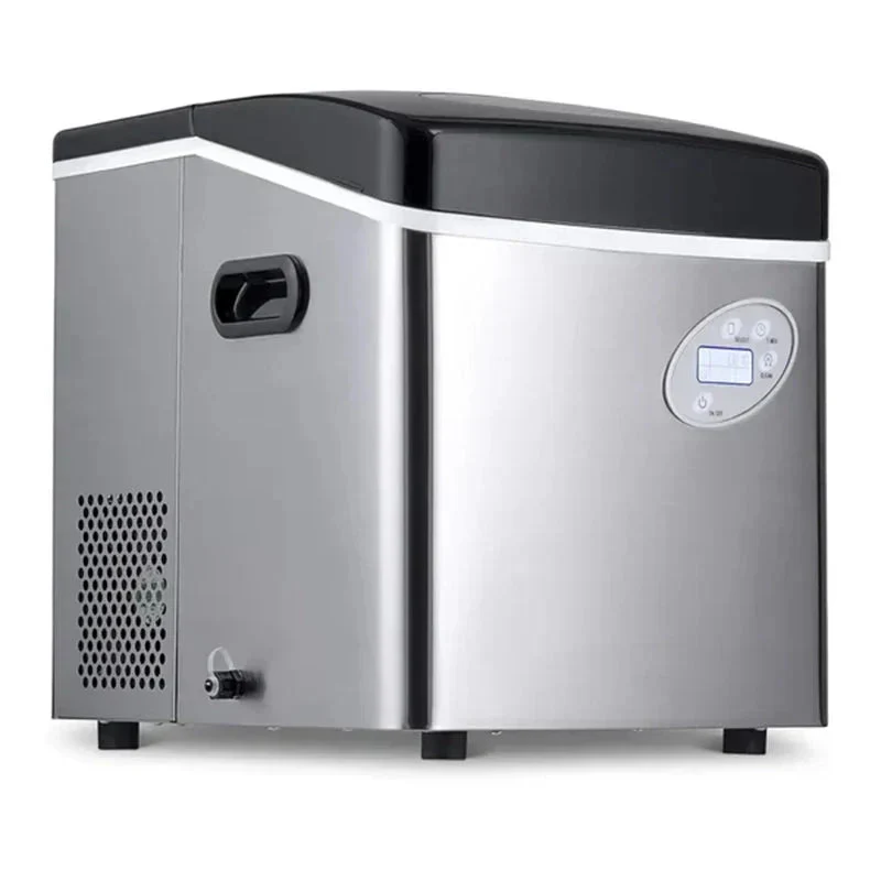 Portable Ice Maker 50 lb. Daily, 12 Cubes in Under 7 Minutes - Compact Countertop Design - 3 Size Bullet Shaped Ice - for Kitchen/Office/RV/Bar - Stainless Steel