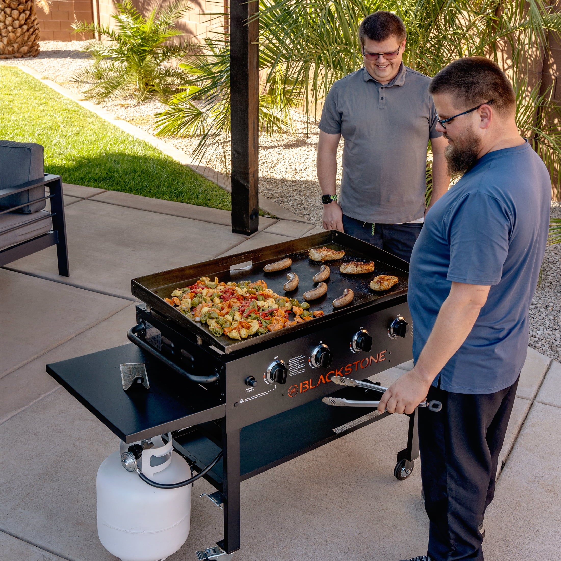 4-Burner 36 Griddle Cooking Station with Side Shelves