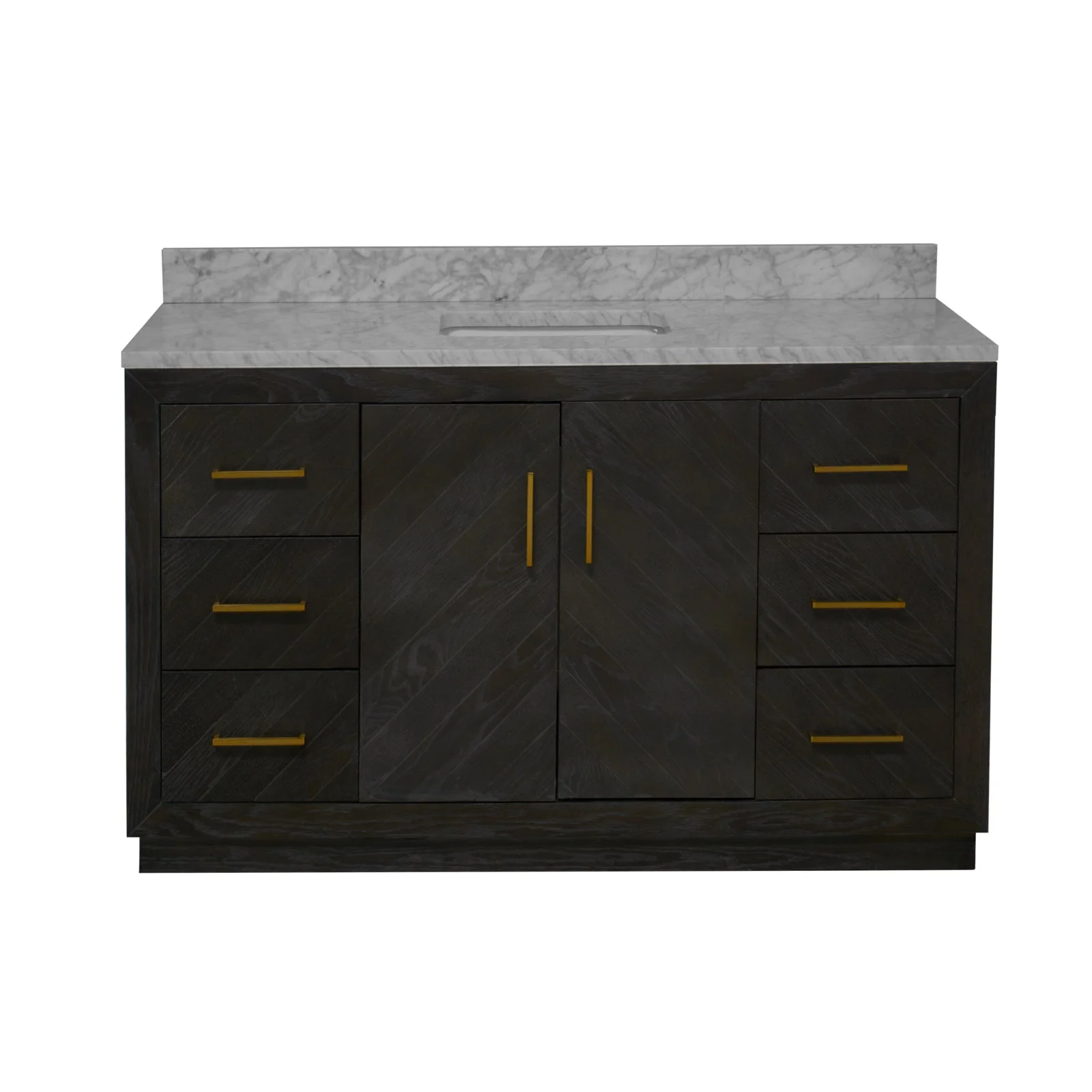 Peyton 60" Single Bathroom Vanity with Gray Oak Cabinet and Carrara Marble Top(Gray Oak)