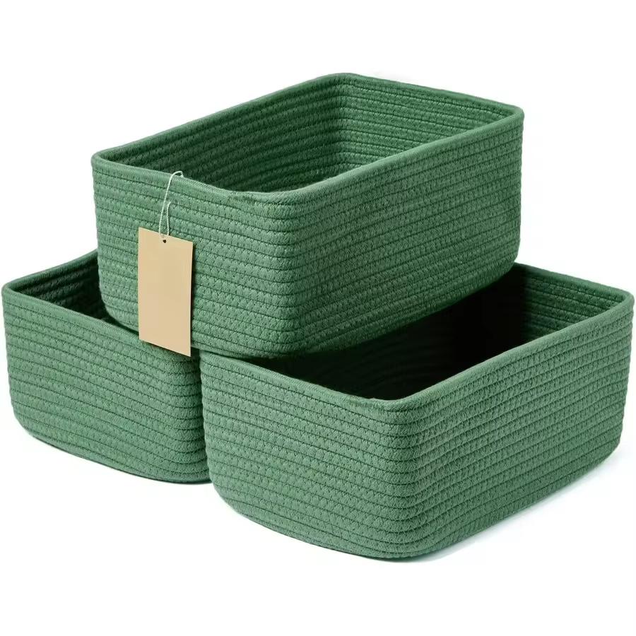 Allways Plaza Small Storage Baskets For Organizing Closet Organizer Bins Shelf Toy Basket Woven Rope Baskets Cube Decorative Box Shallow Basket