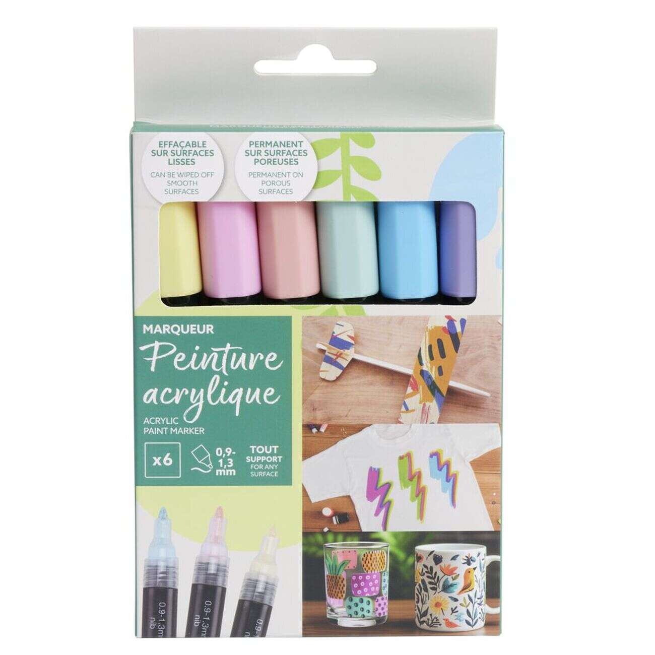 Marqueur permanent x6 peinture acrylique pastel