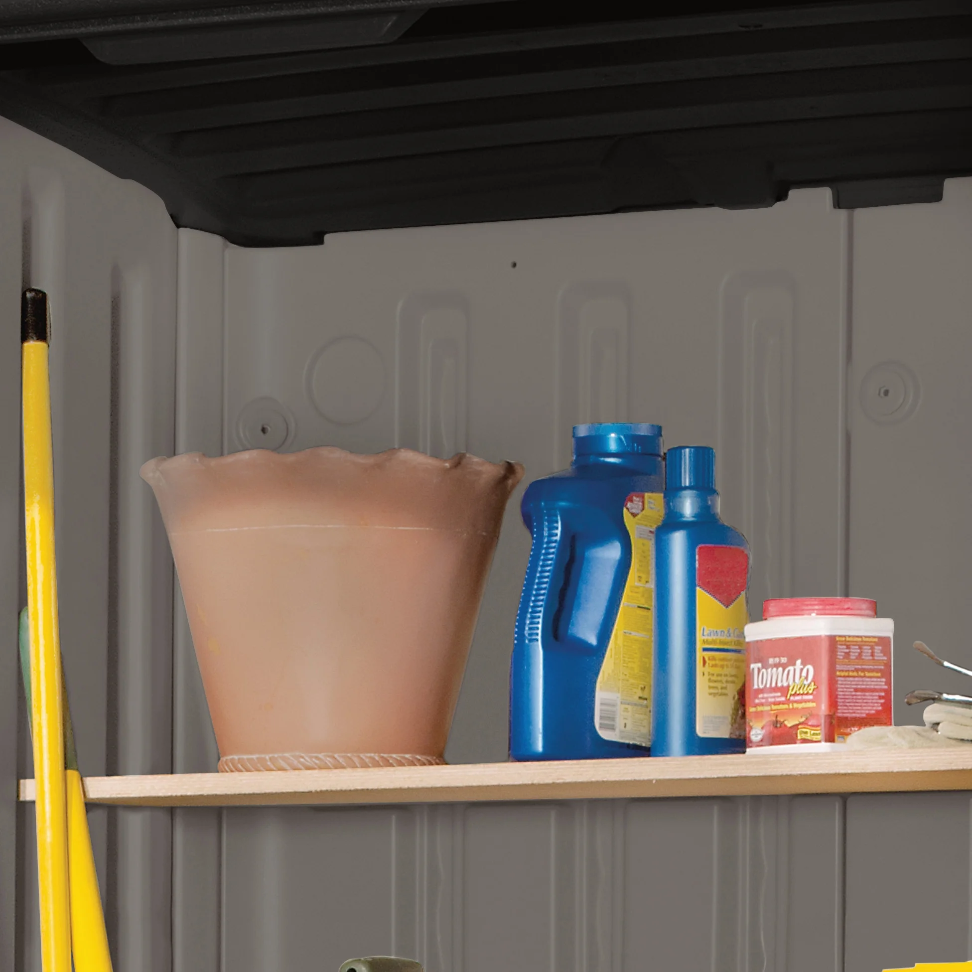 Suncast 54 cu ft Vertical Shed Outdoor Storage for Patio and Garage, Stoney