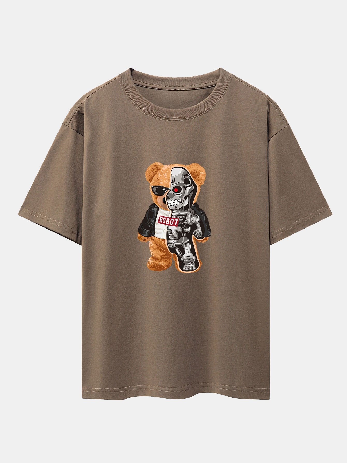 T-shirt oversize épais à imprimé ours robot