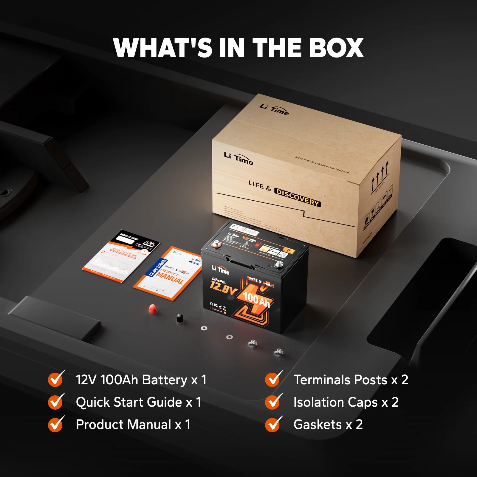 12V 100Ah Group 24 Bluetooth LiFePO4 Battery Lithium Battery 100A BMS for RV, Solar System, Trolling Motors(1) - Image 8