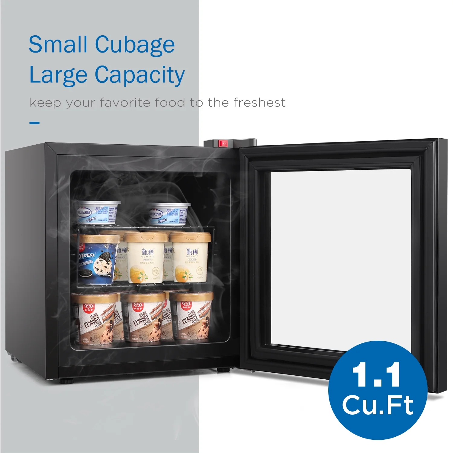 1.1 Cu Ft Countertop Mini Display Freezer with Glass Door Perfect for Liquor and Ice Cream - Image 8