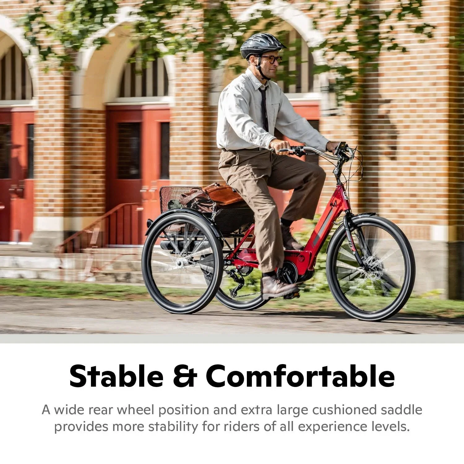Tricycle Schwinn Meridian 2025 pour adultes (hommes et femmes), vélo de plage à trois roues, roues de 26 pouces, cadre bas, selle large, panier arrière pliable.