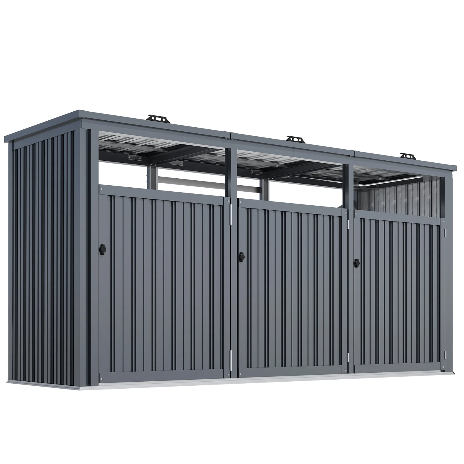 AECOJOY 73 Cu.Ft Outdoor Trash Can Storage Shed for 3 Garbage Cans