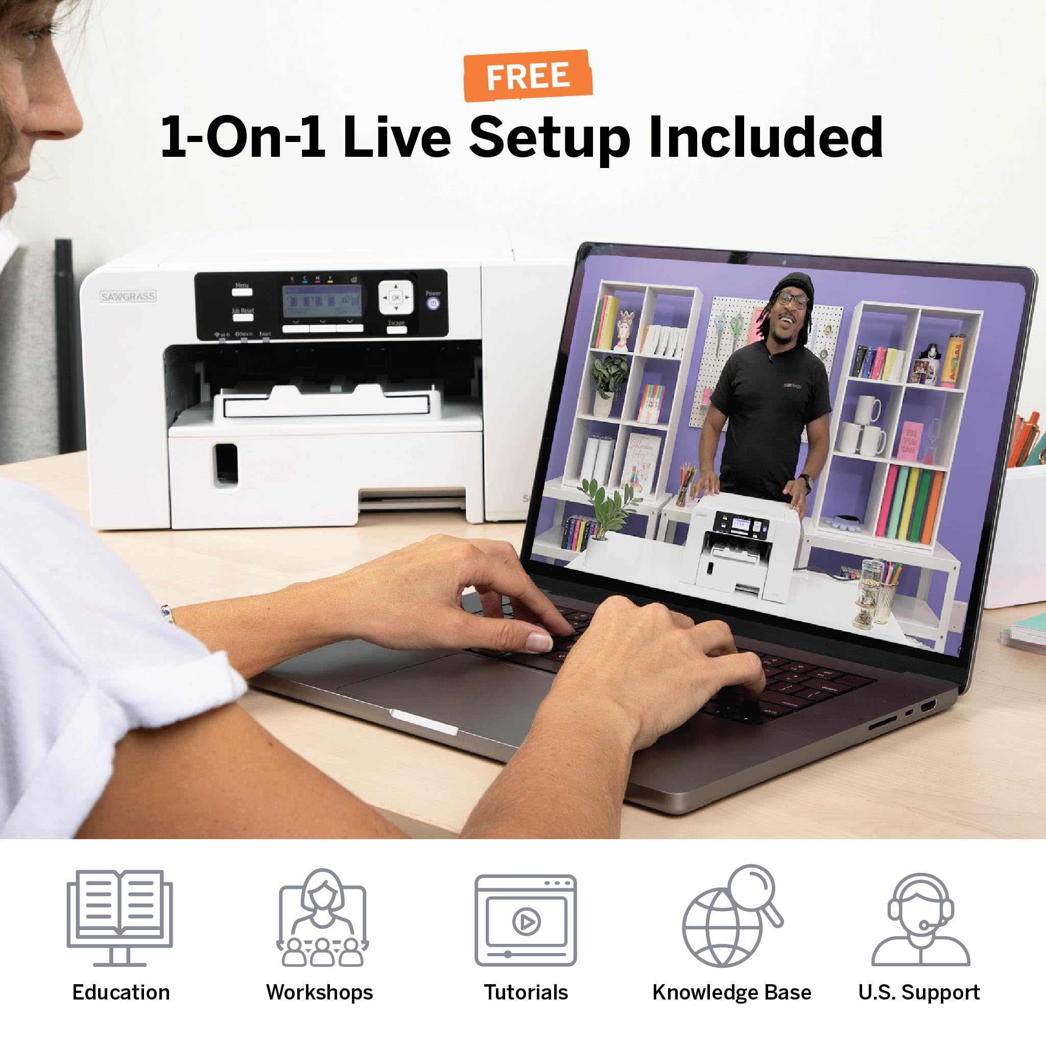 SG500 VersiFlex Sublimation Printer | Transfer to Cotton, Metal, Wood & Polyester | Anti-Clog Tech | Includes Soft-Touch Infusible Inks & 8.5x11 Transfer Paper