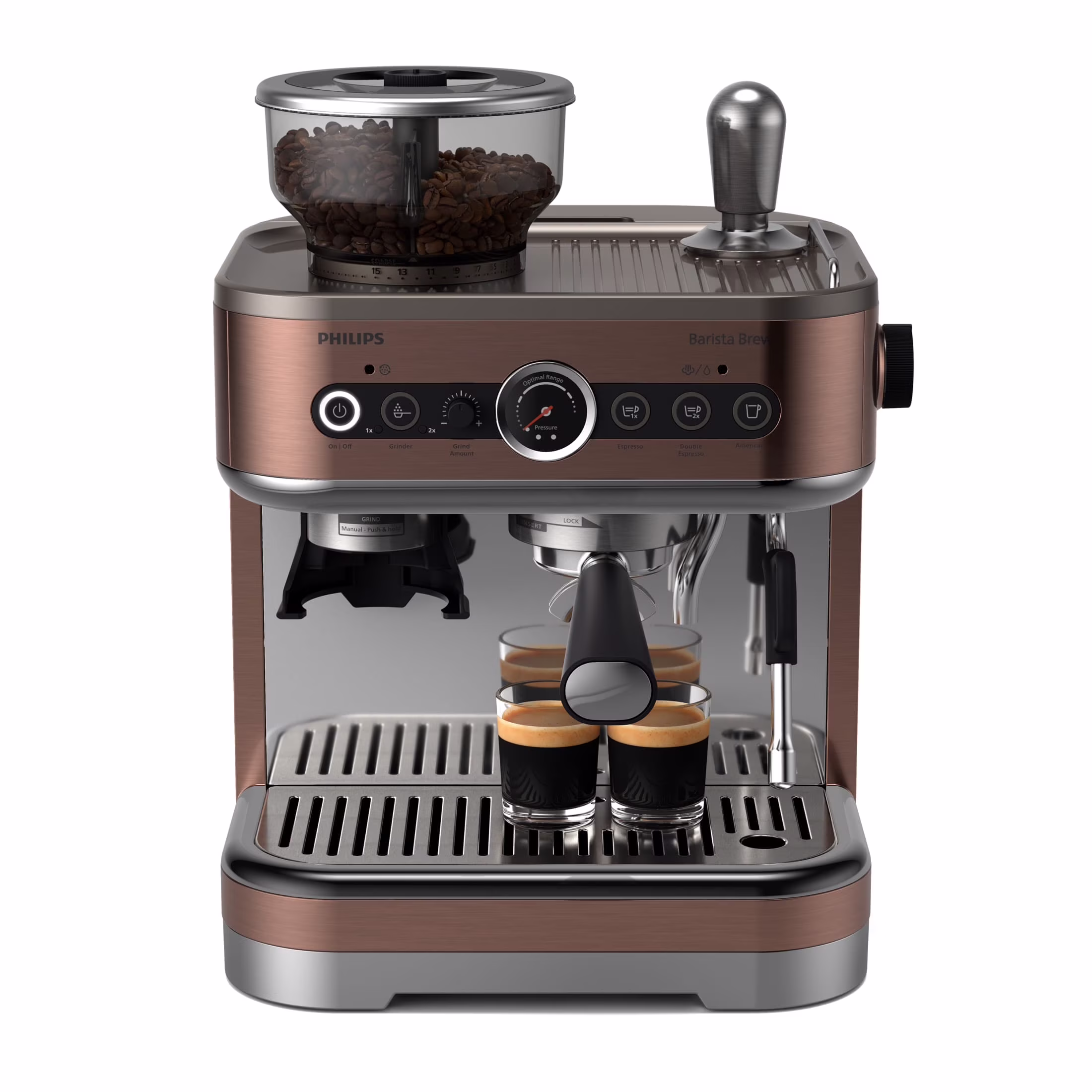 Philips Barista Brew Semi - Automatic Espresso Machine with Milk Frother, Silver Metal