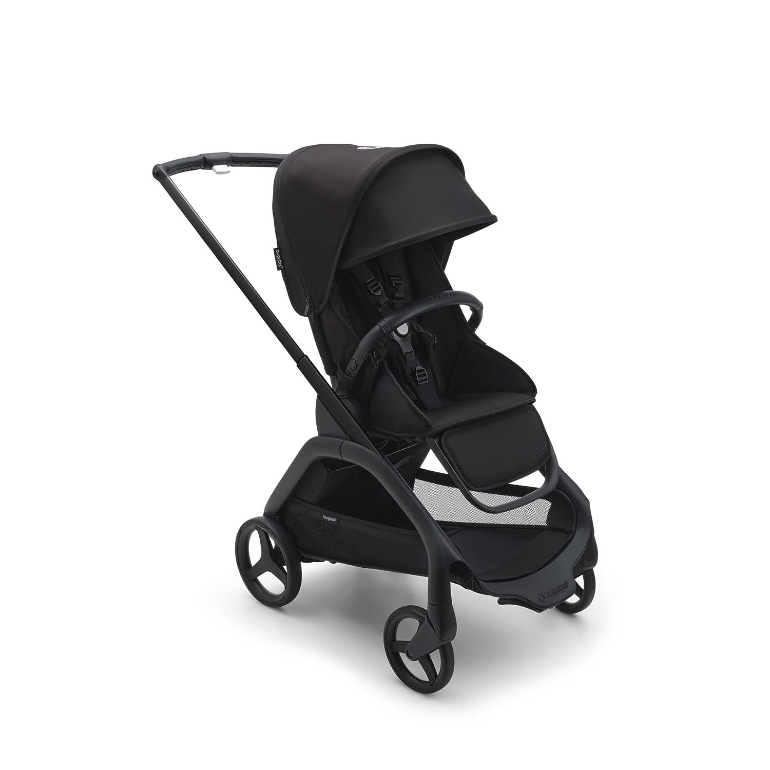 Poussette Bugaboo Dragonfly City, poussette bébé légère et compacte avec pliage facile d'une seule main dans n'importe quelle position, suspension intégrale, panier sous le siège XL, châssis noir et capote noire Midnight Black
