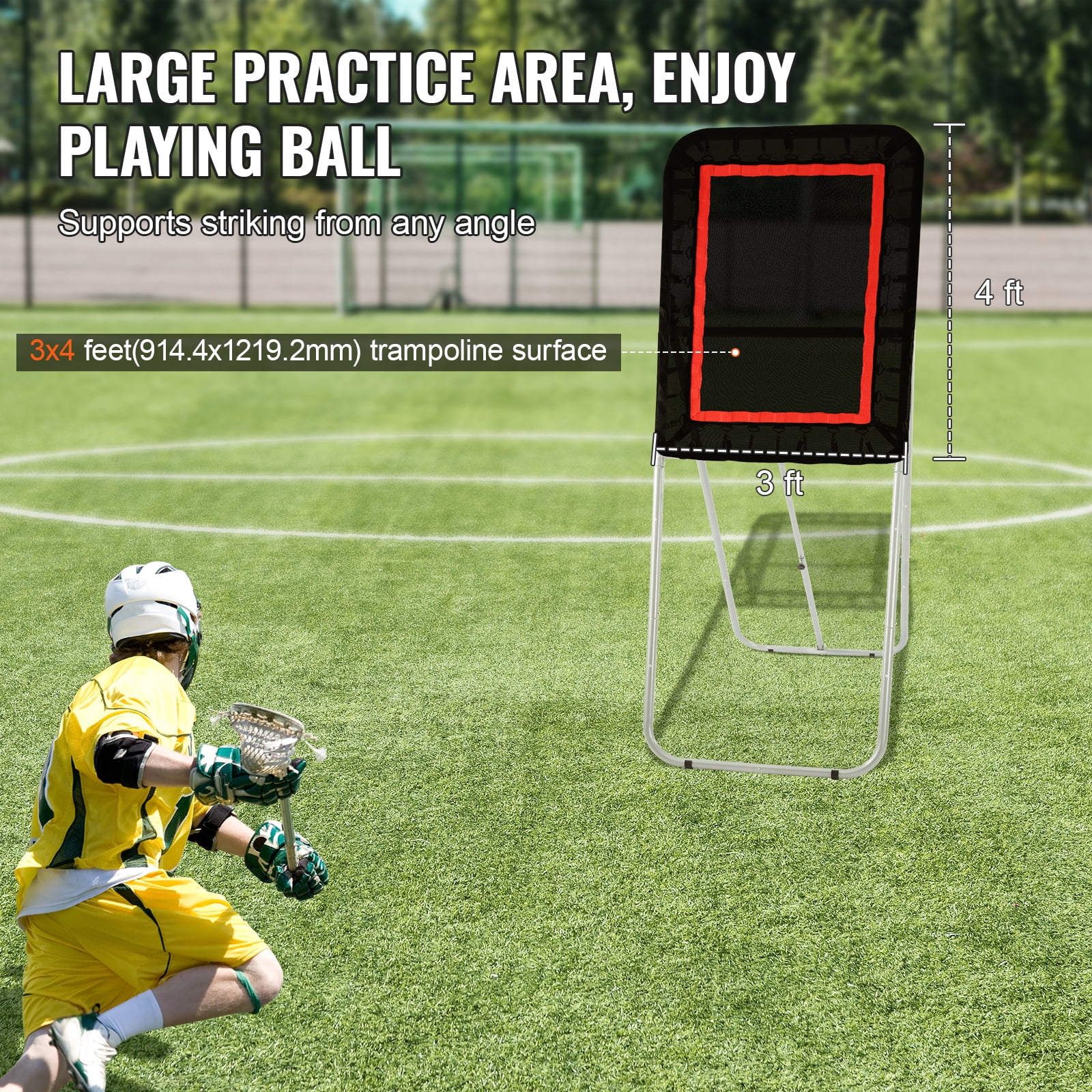 Folding Lacrosse Baseball Rebounder 3x4ft Volleyball Bounce Back Net Softball Bounce Pinchback Net Adjustable Angle Shooting Practice - Image 3