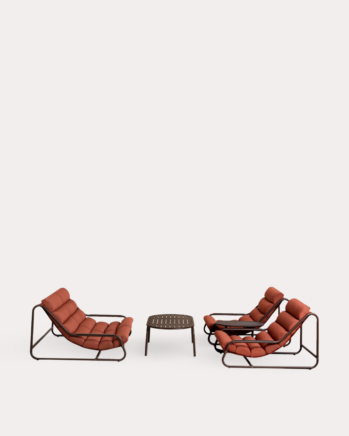 Jazmin - Set de Jardín con Sofá 2 Plazas, 2 Sillones, 1 Mesa de Centro y 1 Mesa Auxiliar de Metal y Tela Jazmin