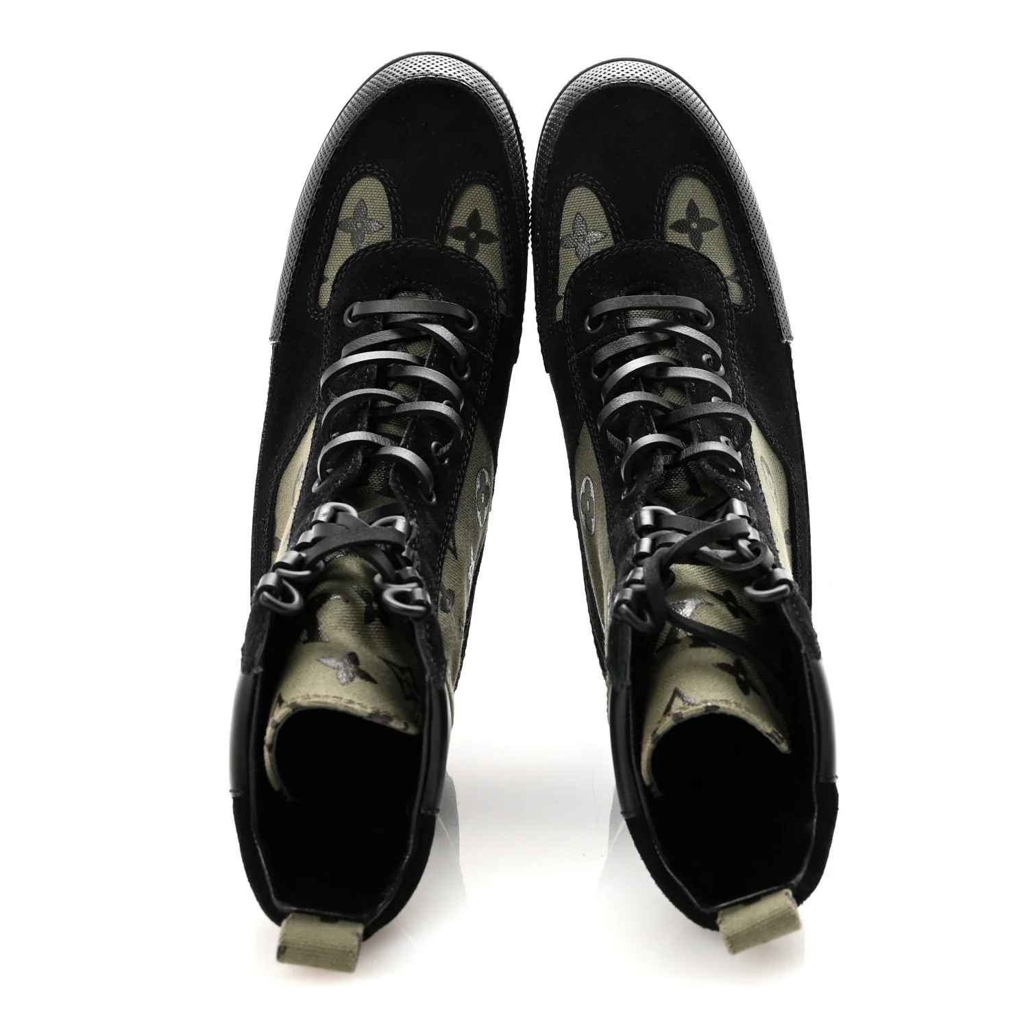 Suede Monogram Laureate Platform Desert Boots 37 Kaki Black