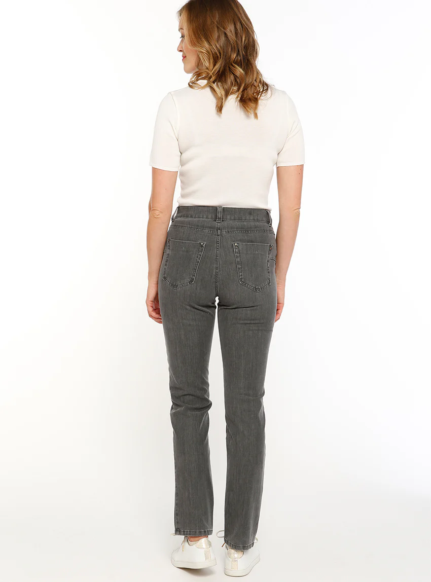 Jean femme coupe droite gris foncé