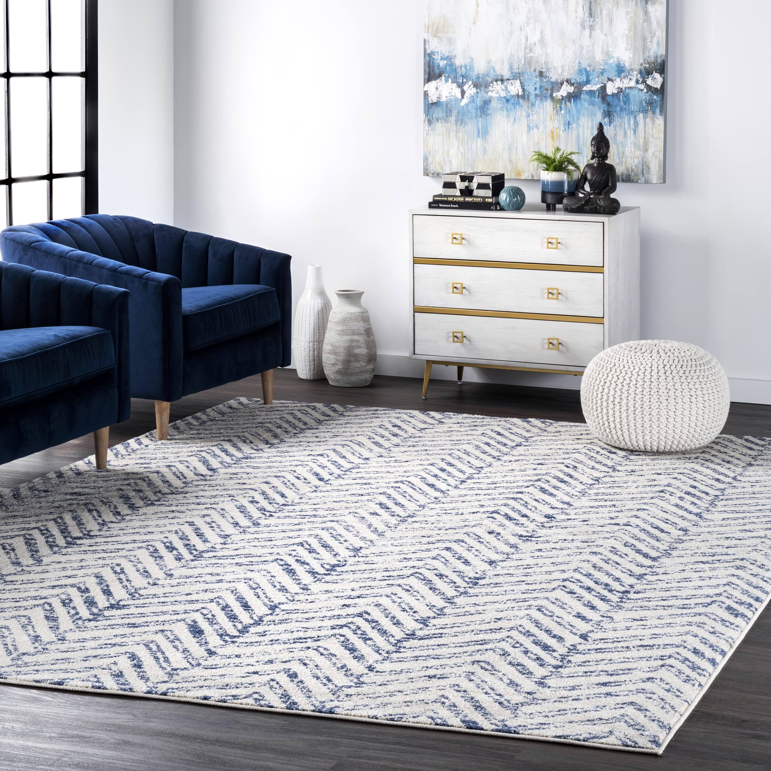 nuLOOM Rosanne Geometric Area Rug 6' Square Blue