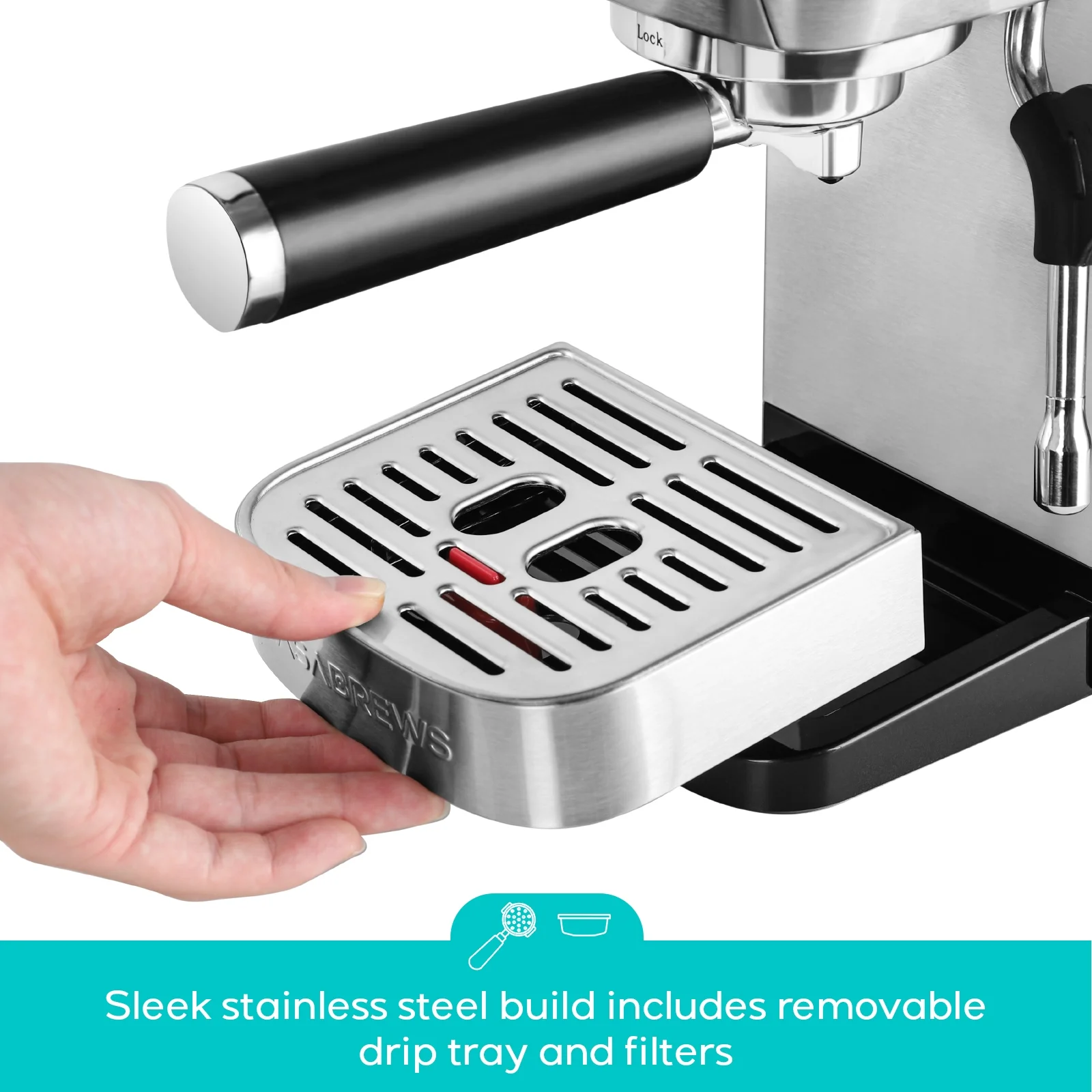 3700 Essential 20-Bar Espresso Machine and Coffee Maker, Stainless Steel(Silver) - Image 6