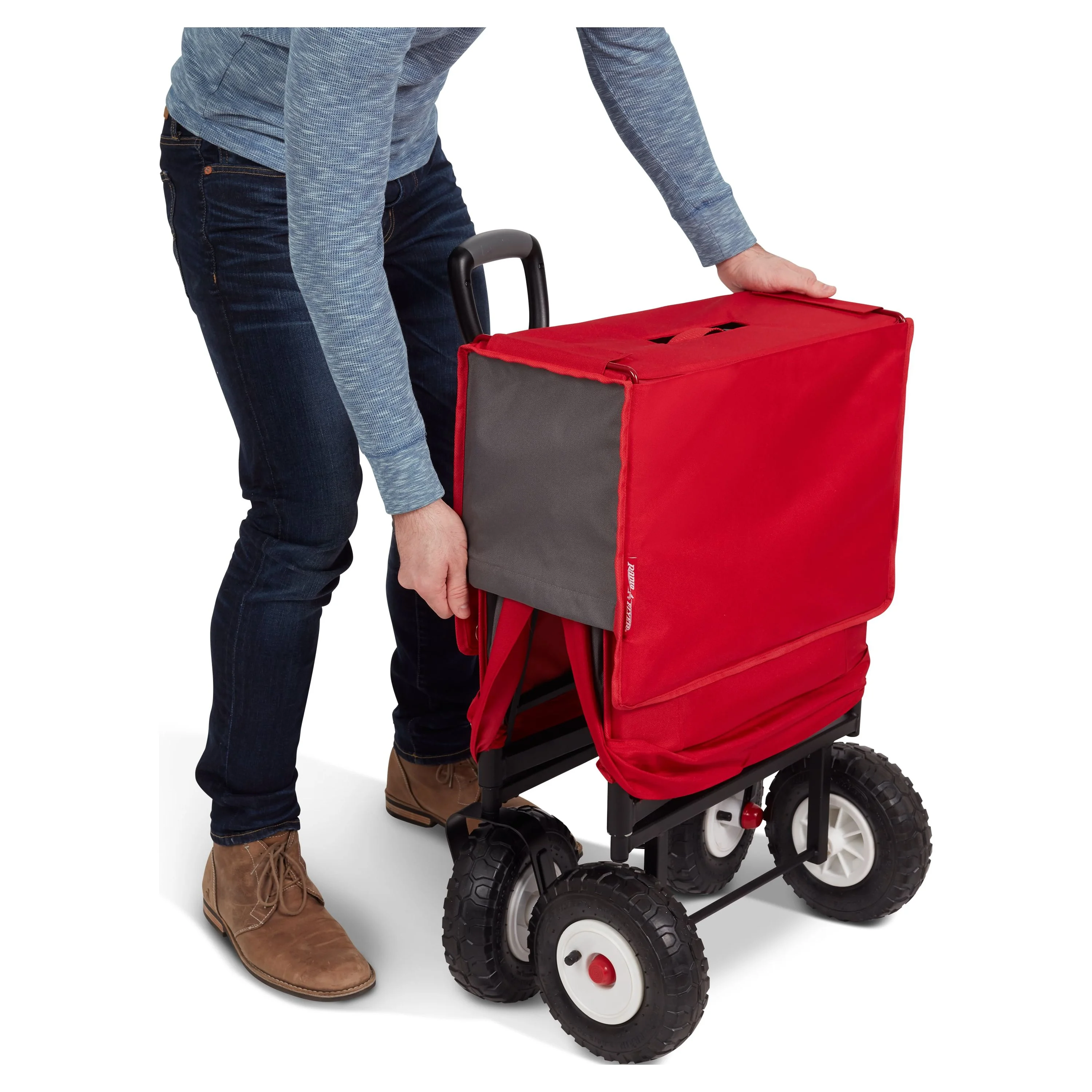Radio Flyer, 3 - in - 1 All - Terrain EZ Fold Wagon with Canopy, Red and Gray, Air Tires