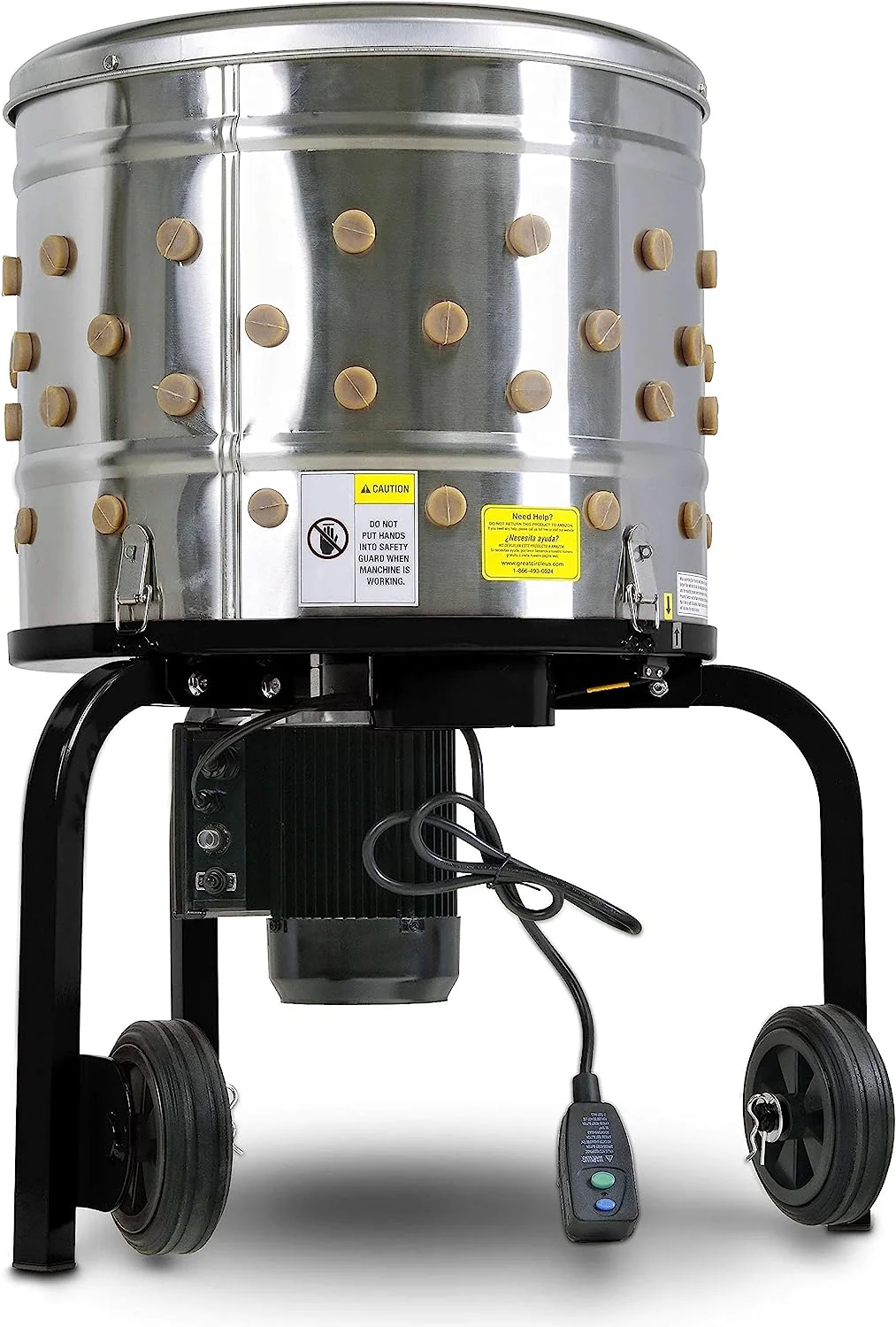 Plumeuse à poulet Kitchener, éplucheuse, robot culinaire pour volaille, électrique, en acier inoxydable robuste, 1 CV, 120 V CA, 280 tr/min, prise GFCI, 92 doigts souples, tambour de 50,8 cm de diamètre