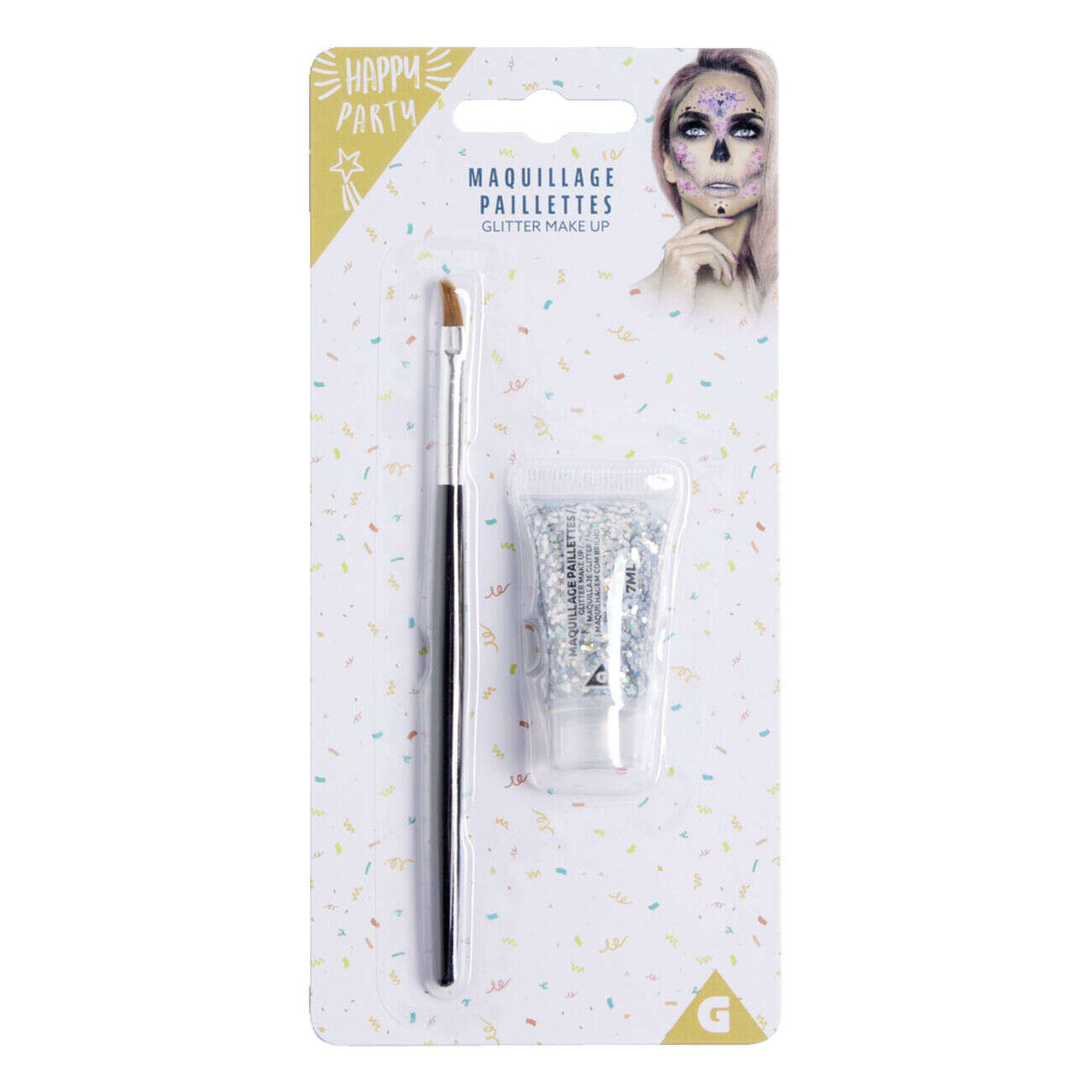 Maquillage paillettes avec pinceau - 4 coloris