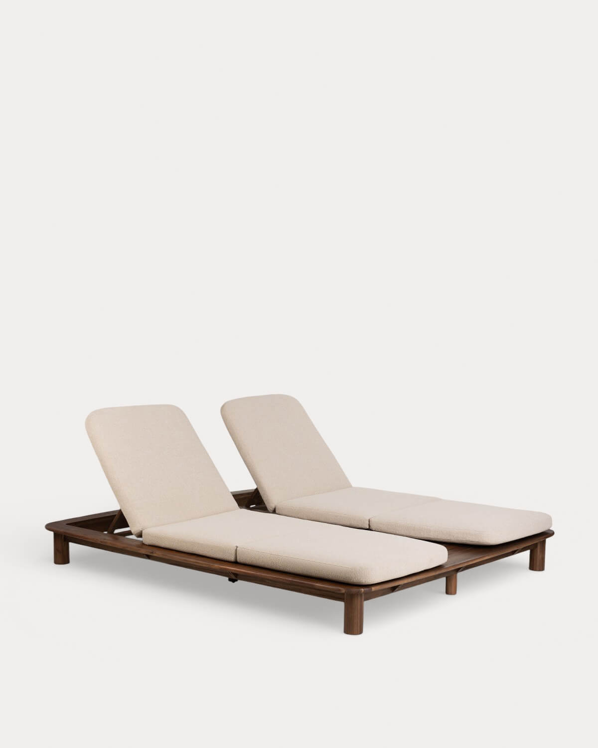 Dawson - Tumbona Doble Reclinable de Madera de Acacia y Tela Dawson