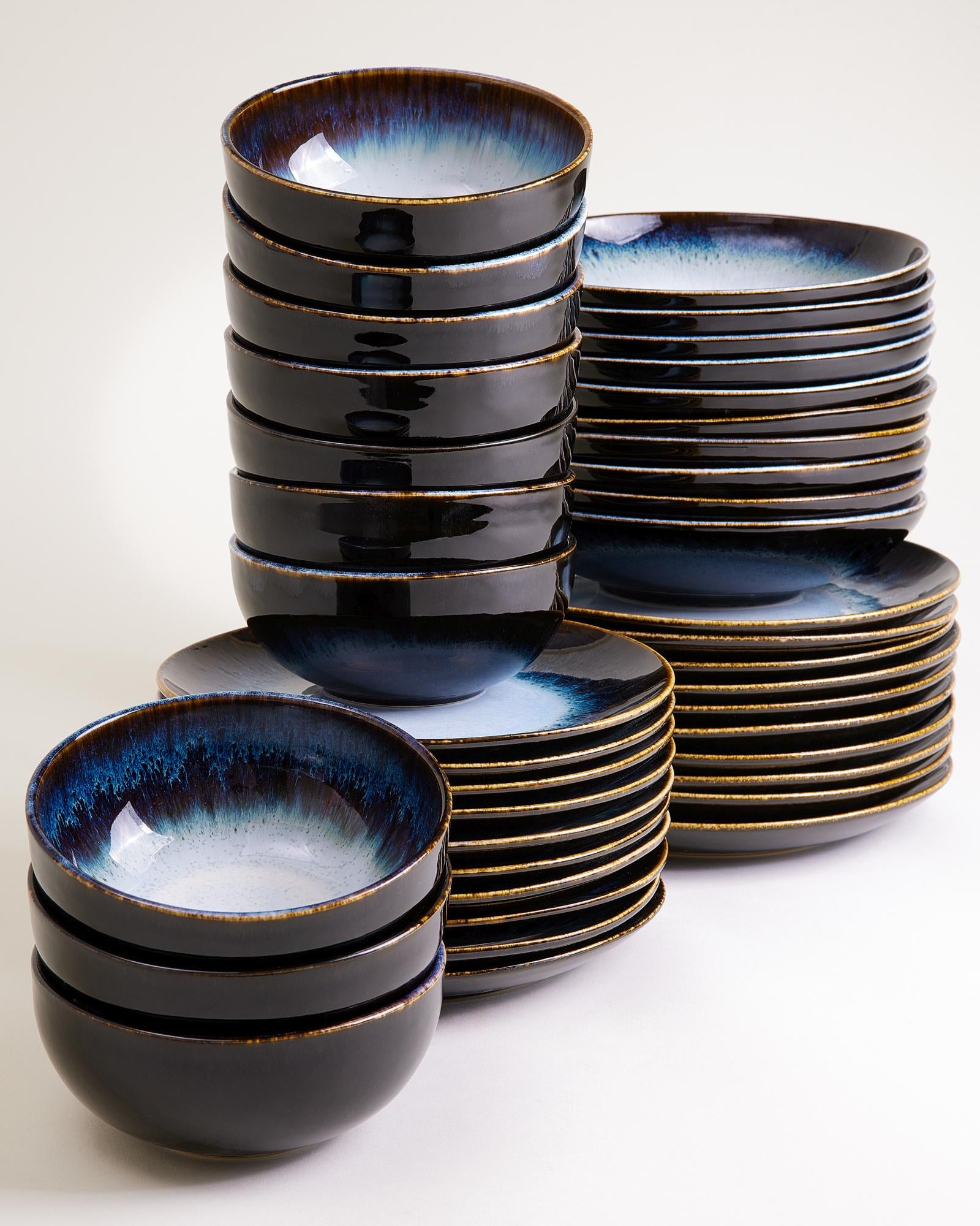 ALCACHOFRA - TABLEWARE SET CLASSIC BLACK-BLUE 40 PIECES