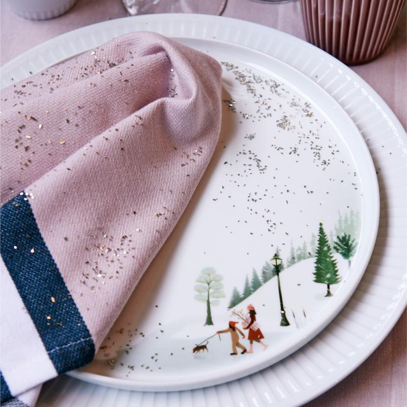 Vinter tallerken flat rett kant 26 cm Ildfast porselen hvit