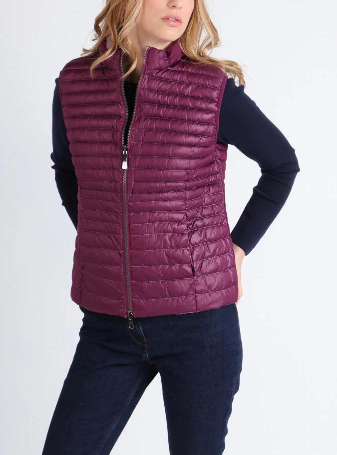 Doudoune femme sans manches réversible rose prune