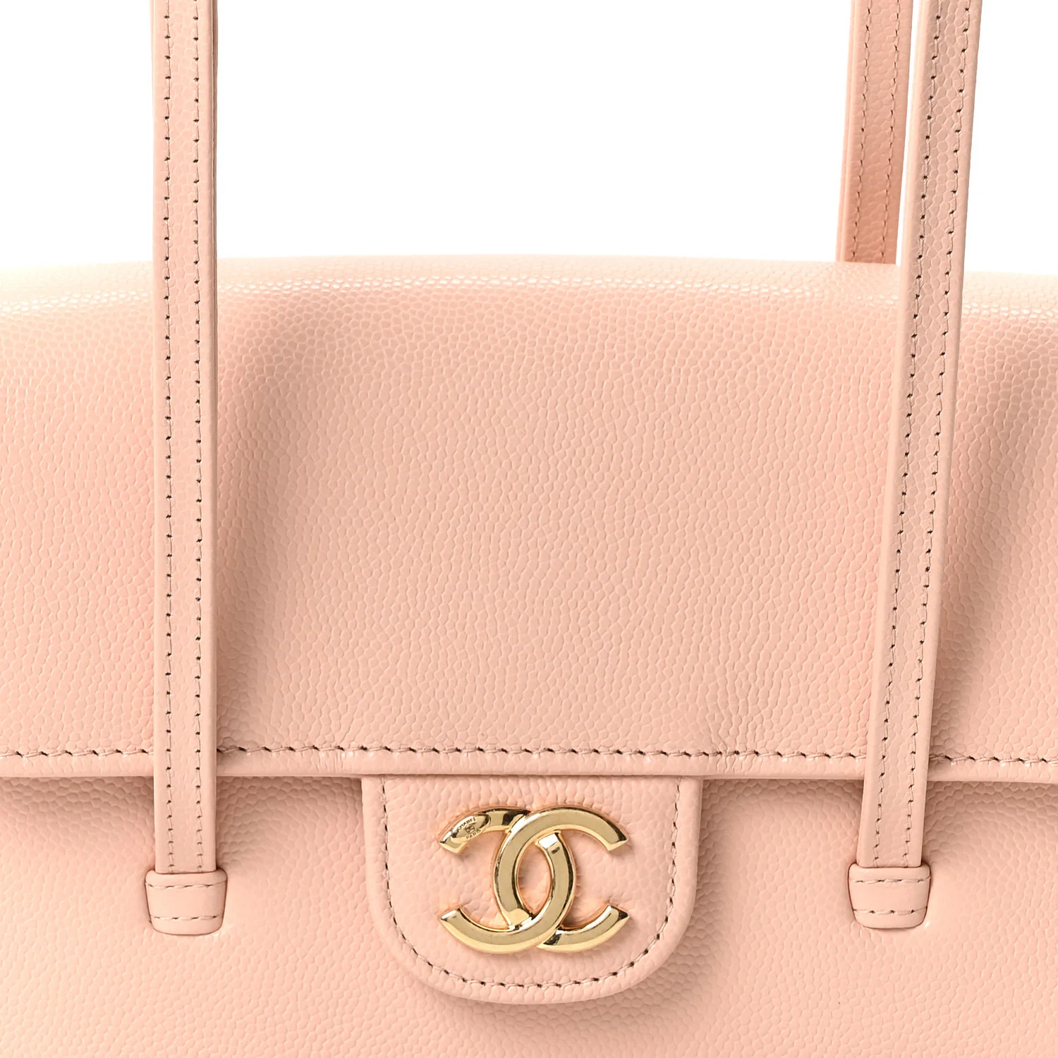 Shiny Caviar Mini Preppy Coco Shoulder Bag Light Pink