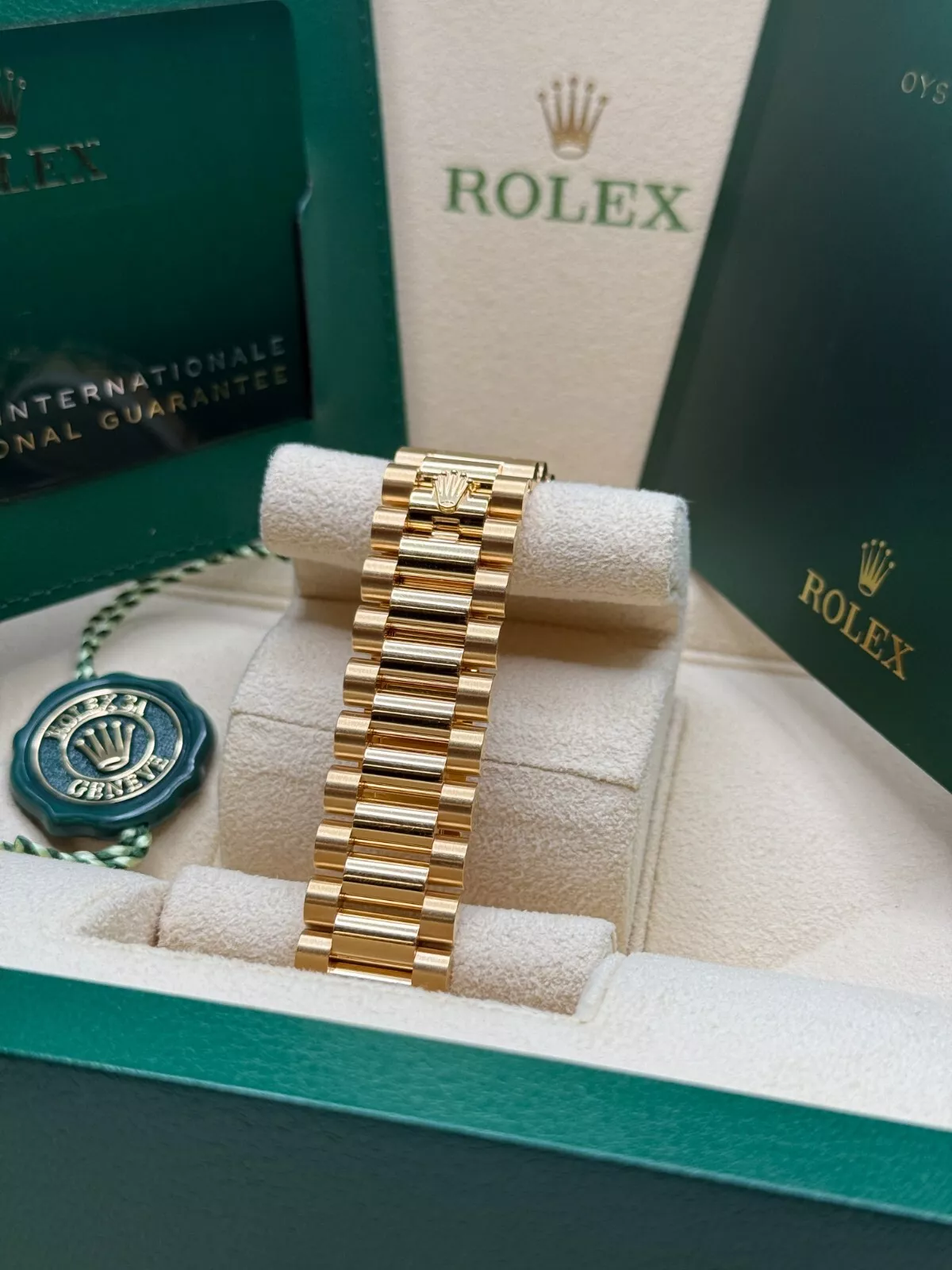 [Super Clone]RLX  Day-Date 36mm 128238-0045 Champagne Dial Yellow Gold President Bracelet Watch
