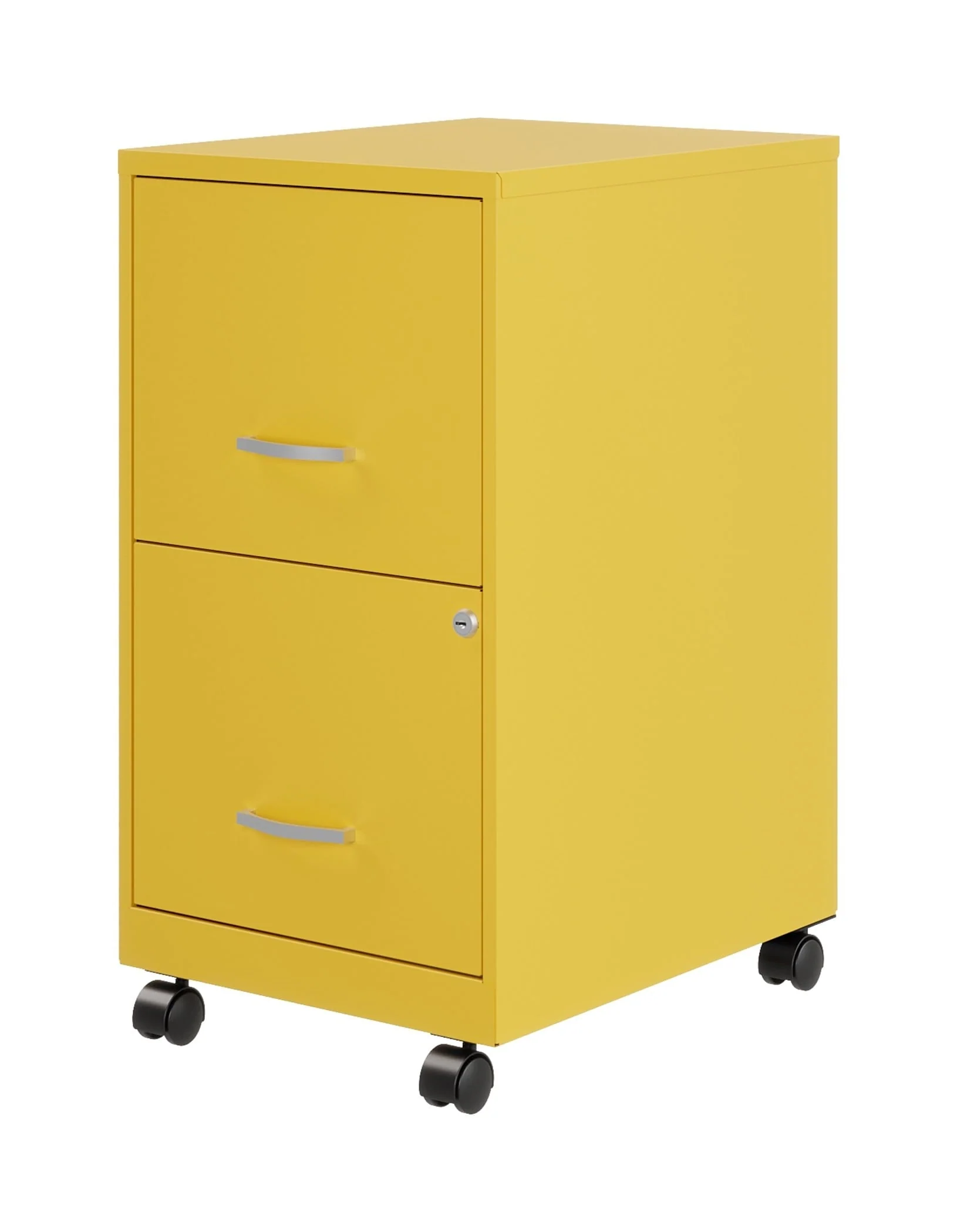 Space Solutions 18" Deep 2 Drawer Mobile Letter Width Vertical File Cabinet, Yellow(Goldfinch)