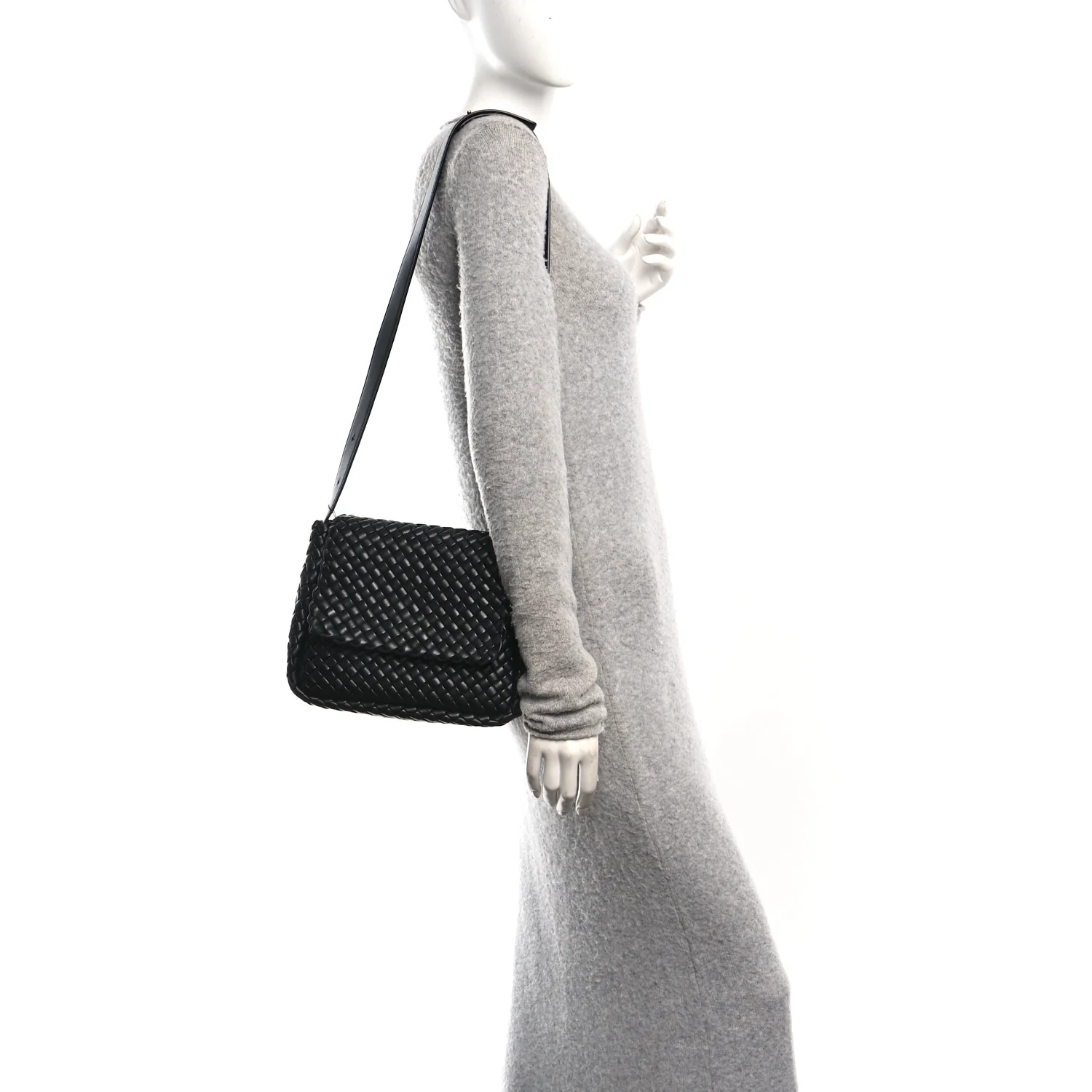 Nappa Intrecciato Small Cobble Shoulder Bag Black