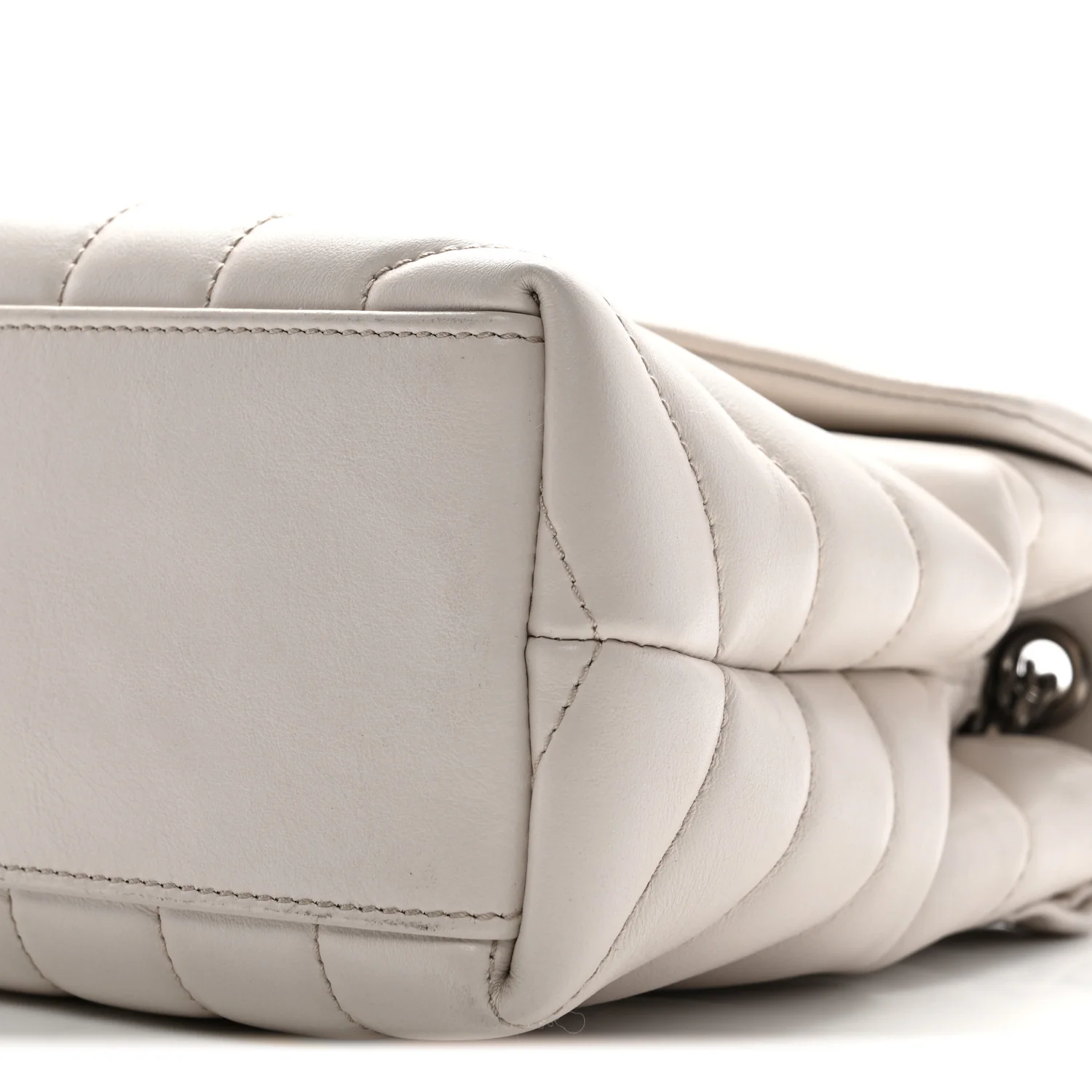 Calfskin Y Quilted Monogram Small Loulou Chain Satchel Ivory
