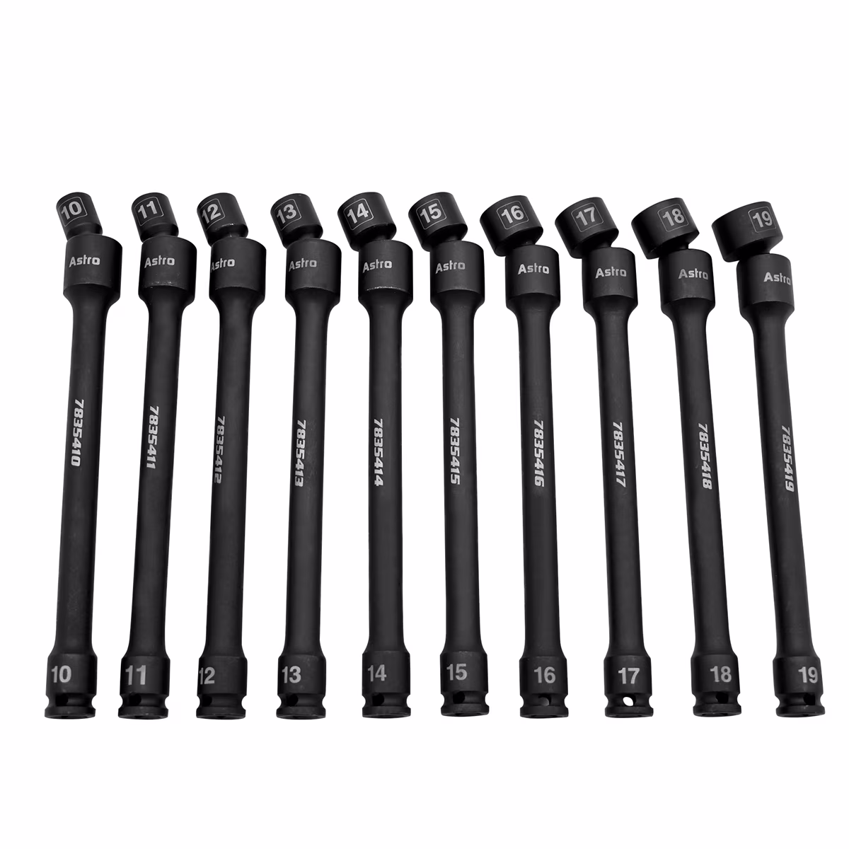Astro Pneumatic 10pc 3/8 Drive 6Pt Pinless Universal Torque-Saver Impact Extension Socket Set - Metric