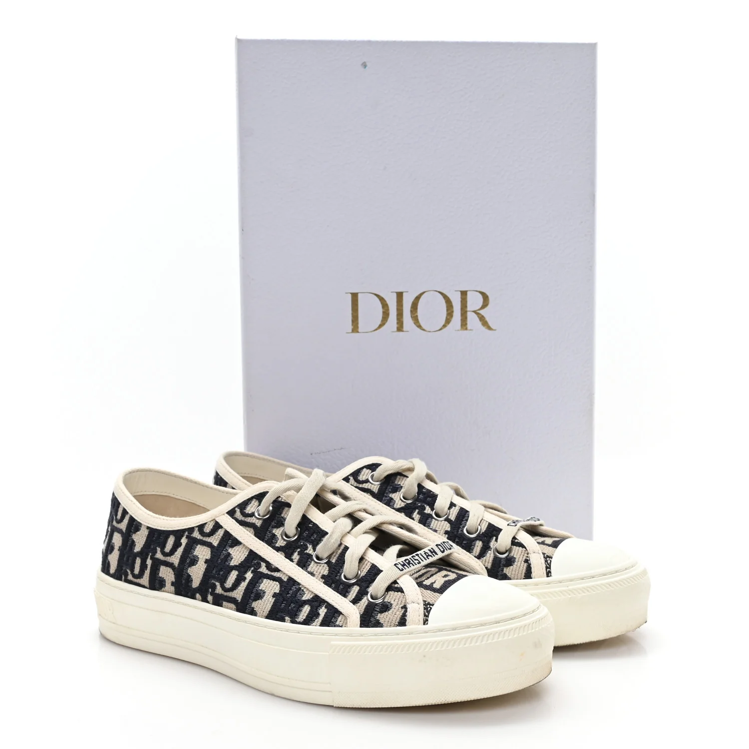 Canvas Oblique Walk'N'Dior Low Top Sneakers 38 Deep Blue