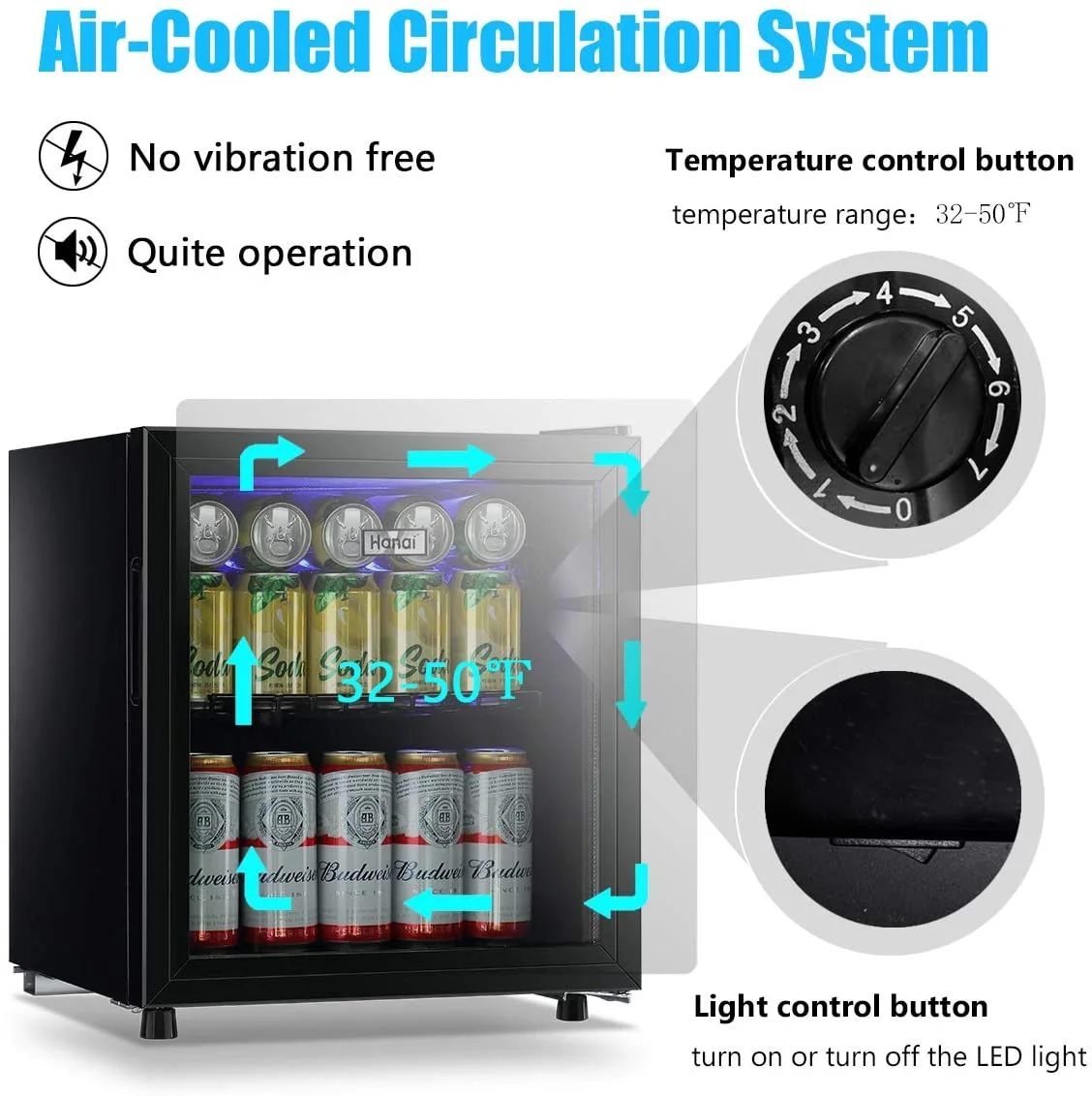Compact Beverage Refrigerator, 100 Can Capacity, Glass Door, Black Stainless Steel(3.2 cu ft) - Image 10