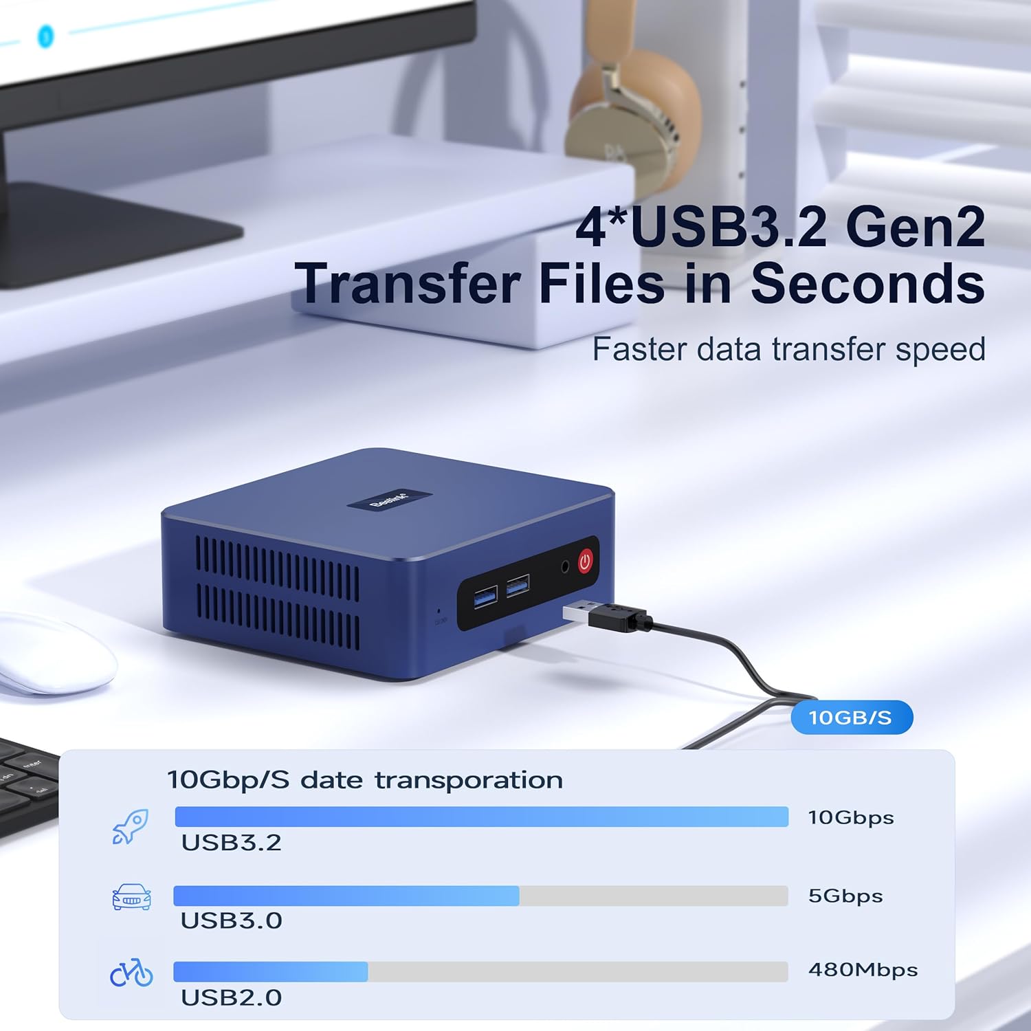 Beelink SER3 Mini PC AMD Ryzen 3 3200U (up to 3.5GHz)  16GB DDR4 2400MT/s 500GB PCIE3.0 SSD Mini Computer  Radeon Vega 3 Graphics 1000Mbps LAN  Dual HDMI 4K Display Home-Office PC