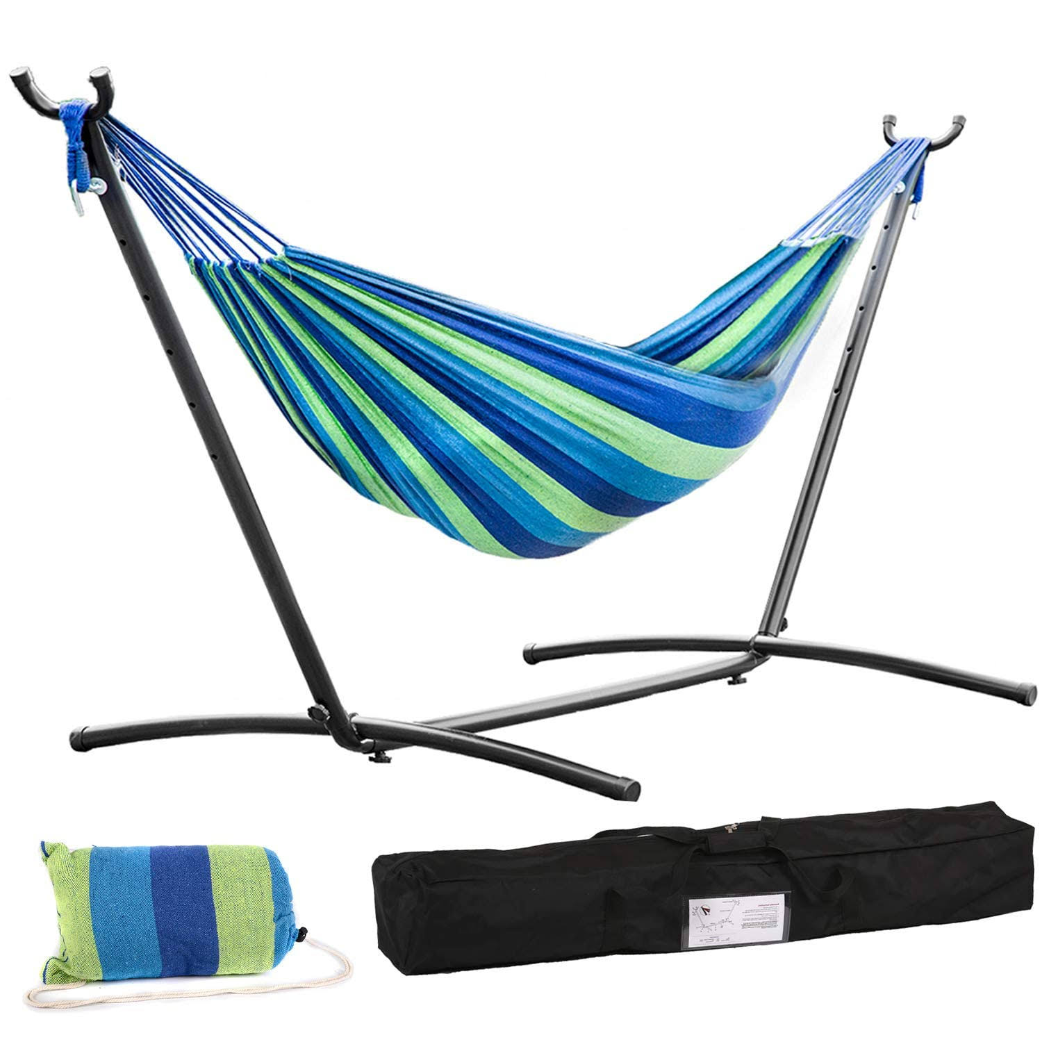 FDW Hammock Stands,Portable Hammock Stand Heavy Duty Steel Stand for Outdoor Patio or Indoor with Portable Carrying Bag,Blue