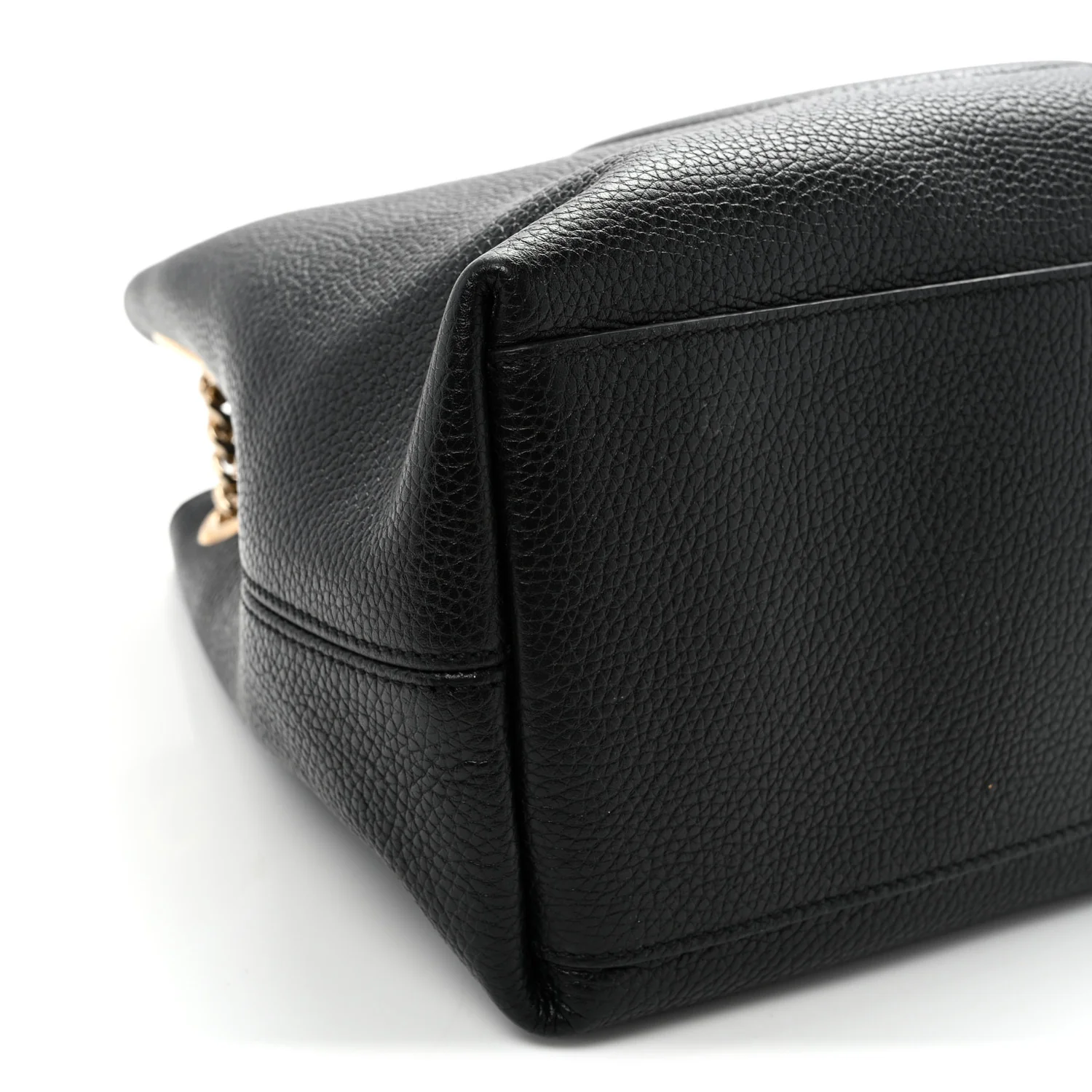 Pebbled Calfskin Medium Soho Chain Shoulder Bag Black