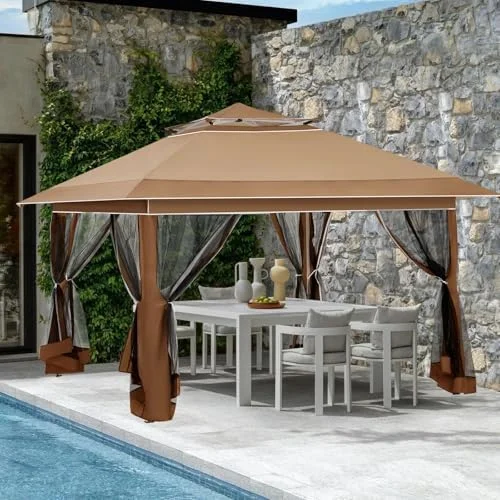 Pop Up Tent Canopy, Waterproof Canopy with Net and UV Resistant, Sidewalls Instant Shelter Canopy Tent with Carrying Roller Bag for Garden, Grill and Backyard (White)