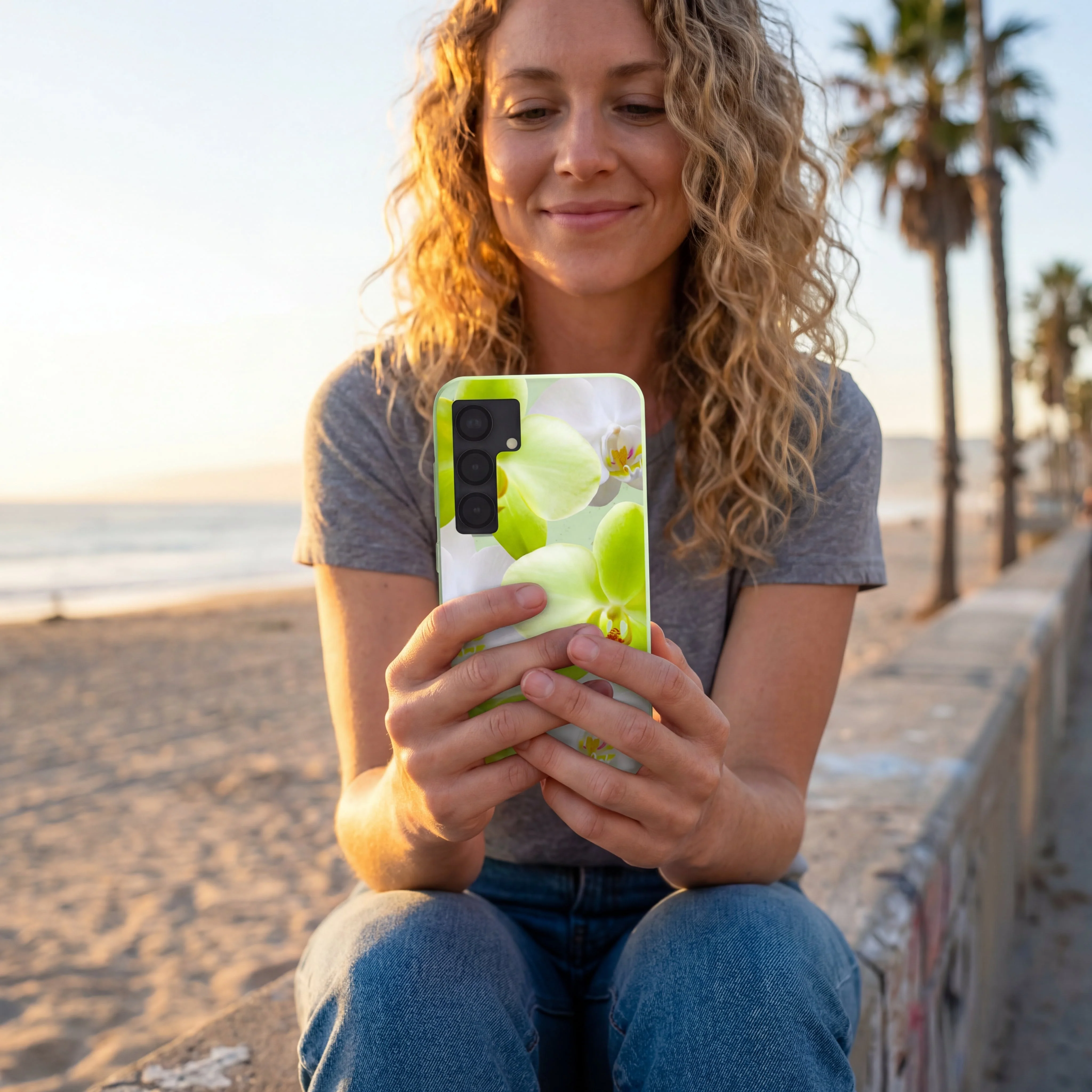 Sage Green Orchid Blooms Samsung Galaxy S25+(Plus) Case