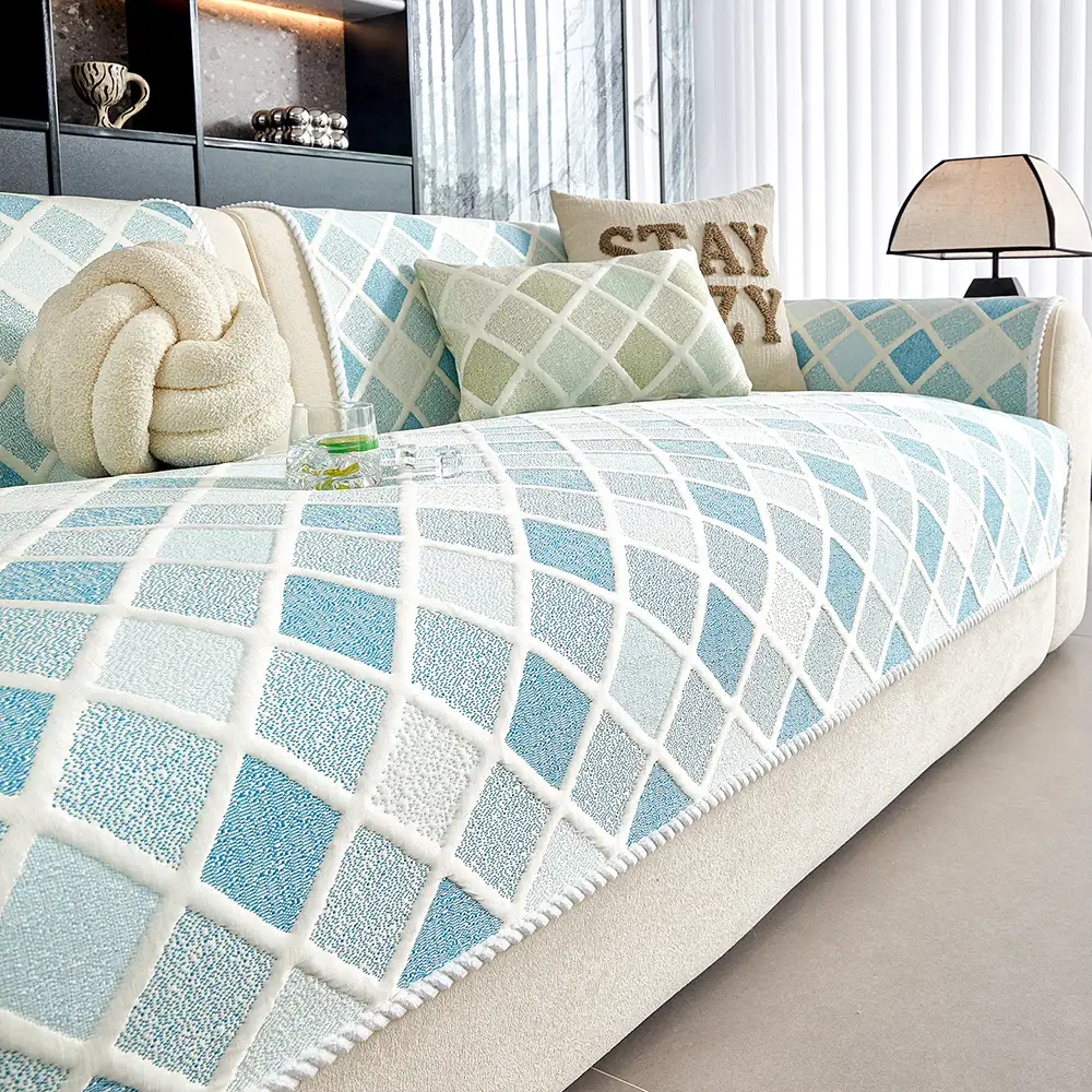 Cooling Ice Silk Heat-Absorbing Washable Non-Slip Couch Cover - Diamond