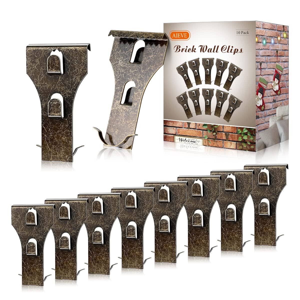 Aieve Brick Clips, 10 Pack Heavy Duty Brick Hangers Picture Hangers Siding Hooks Hanging Clips No Damage Wall Hangers Clips Without Nails for Hanging