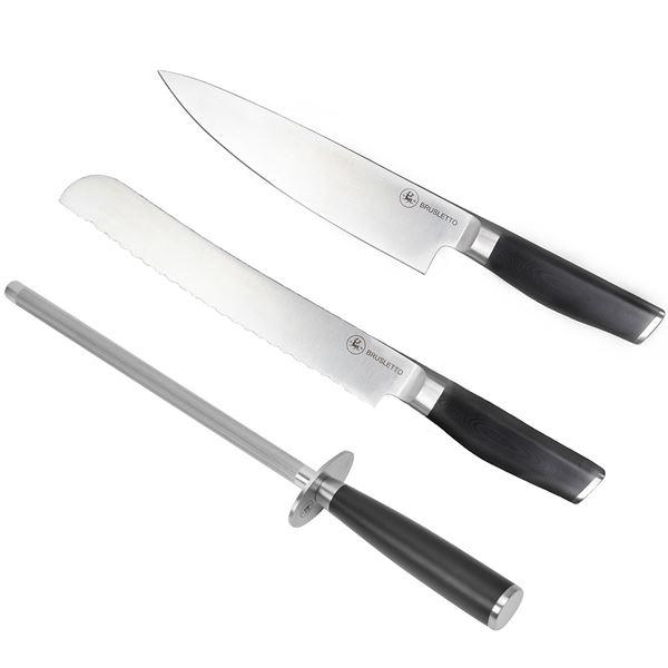 Knivsett 3 stk stål/svart
