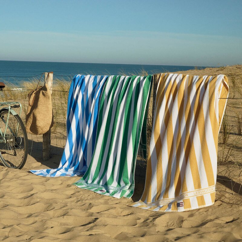 Strandhåndkle 180x100 cm frotté gul/hvit
