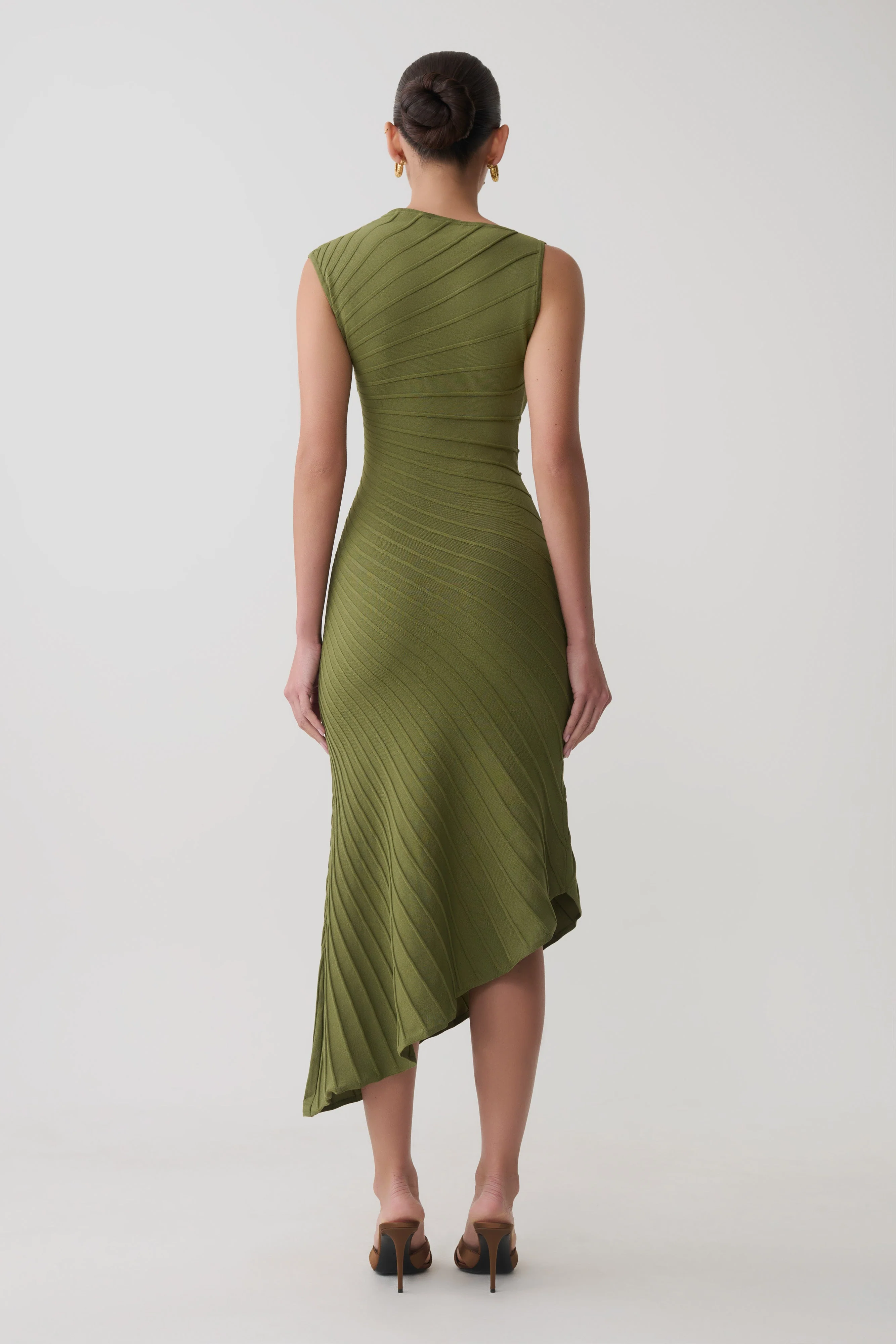 Milasandra Pleated Knit Dress - Olive
