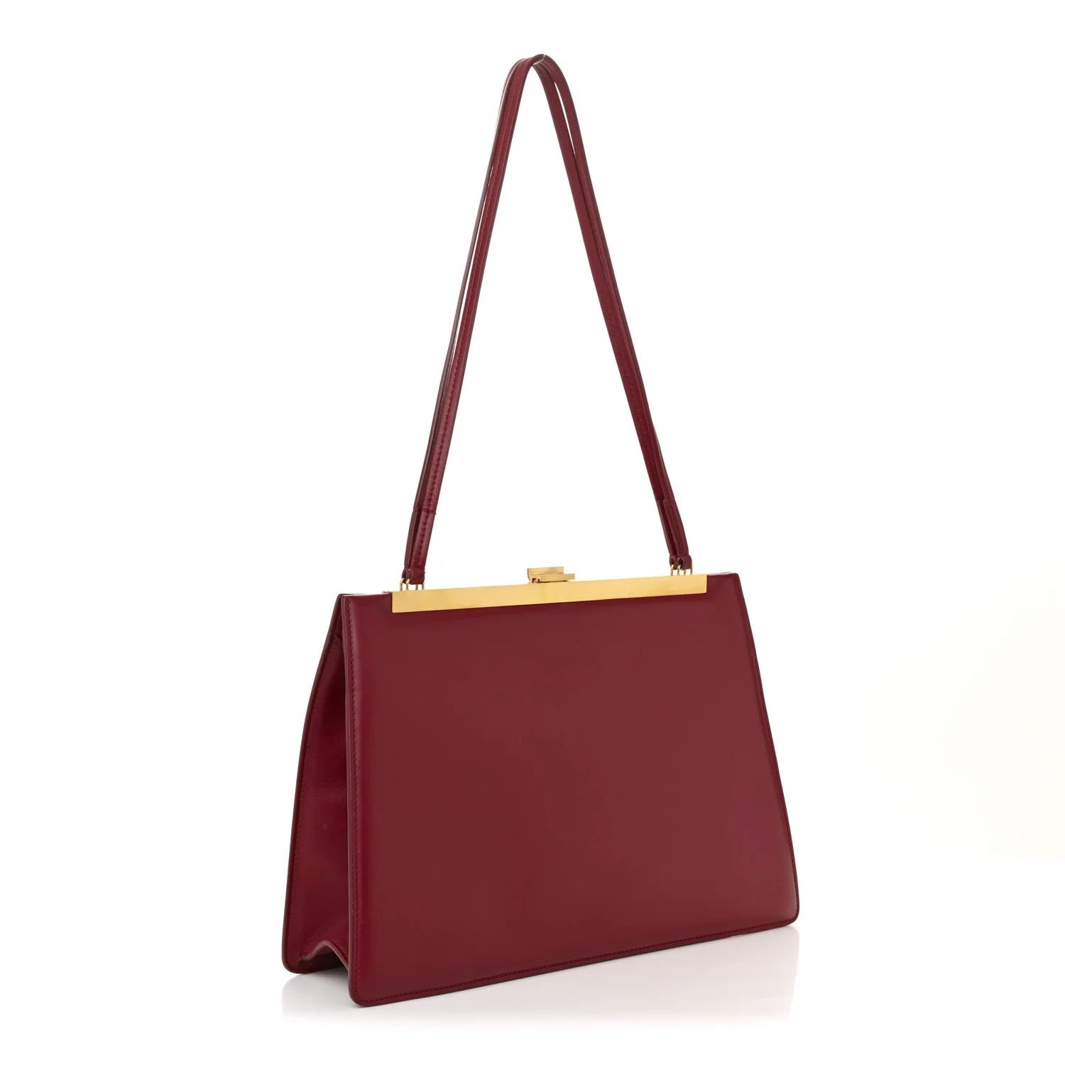 Patina Box Calfskin Medium Clasp Bag Scarlet
