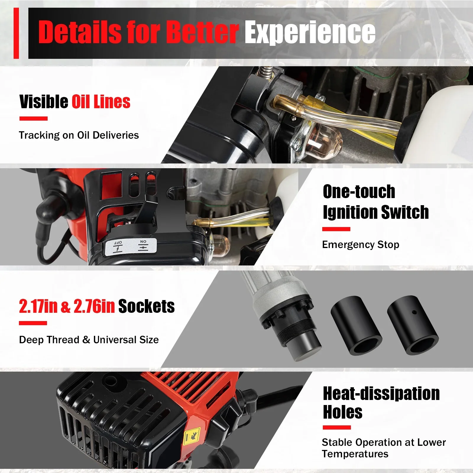 Anqidi 2 Stroke 32.7CC T-Post Driver Piledriver Gas Powered Garden Farm Fence Piling Machine 900W Gasoline Pile Driver Petrol Engine Hammer Push Pile Profession Kit